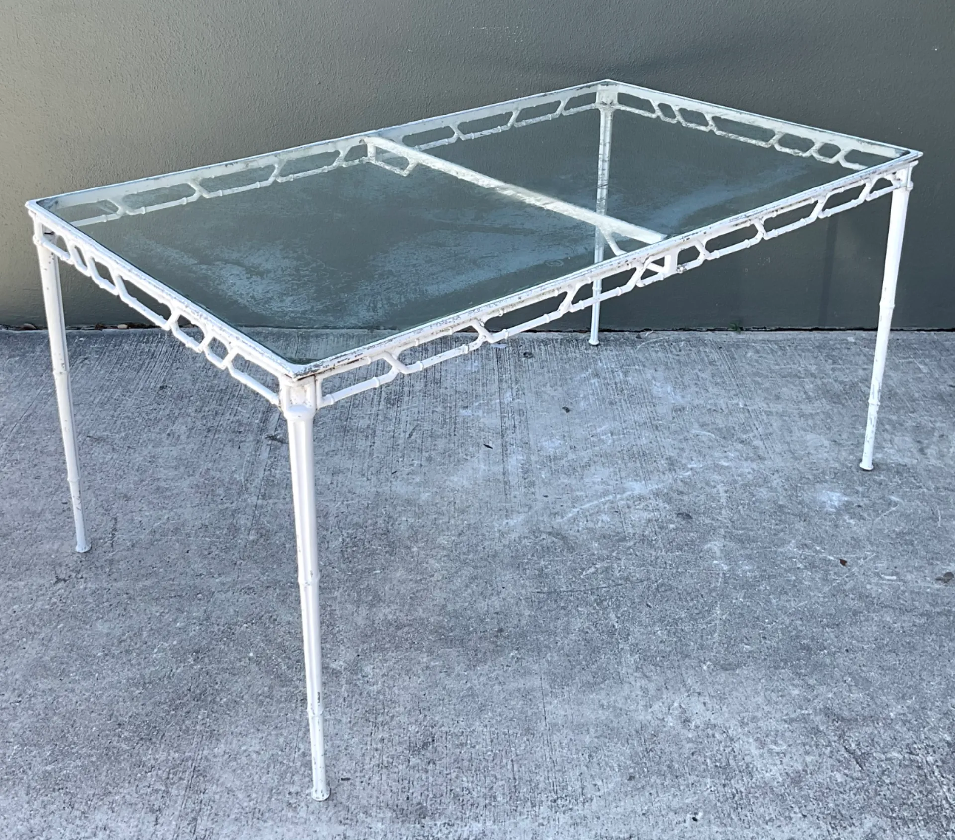 Vintage Brown Jordan “Calcutta” Metal Patio Dining Table with Glass Top — additional photo 4
