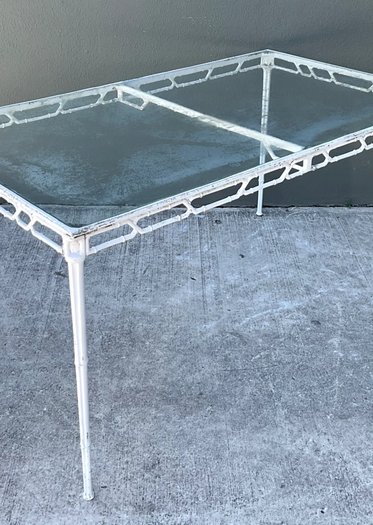 Vintage Brown Jordan “Calcutta” Metal Patio Dining Table with Glass Top — additional photo 4