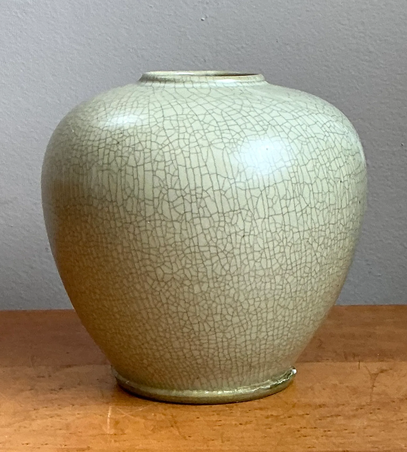 Vintage Celedon Crackle Glazed Ceramic Vase — additional photo 8