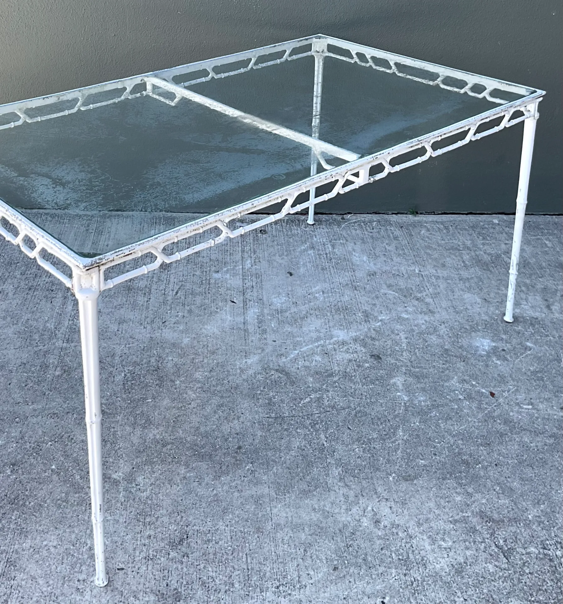 Vintage Brown Jordan “Calcutta” Metal Patio Dining Table with Glass Top — additional photo 5