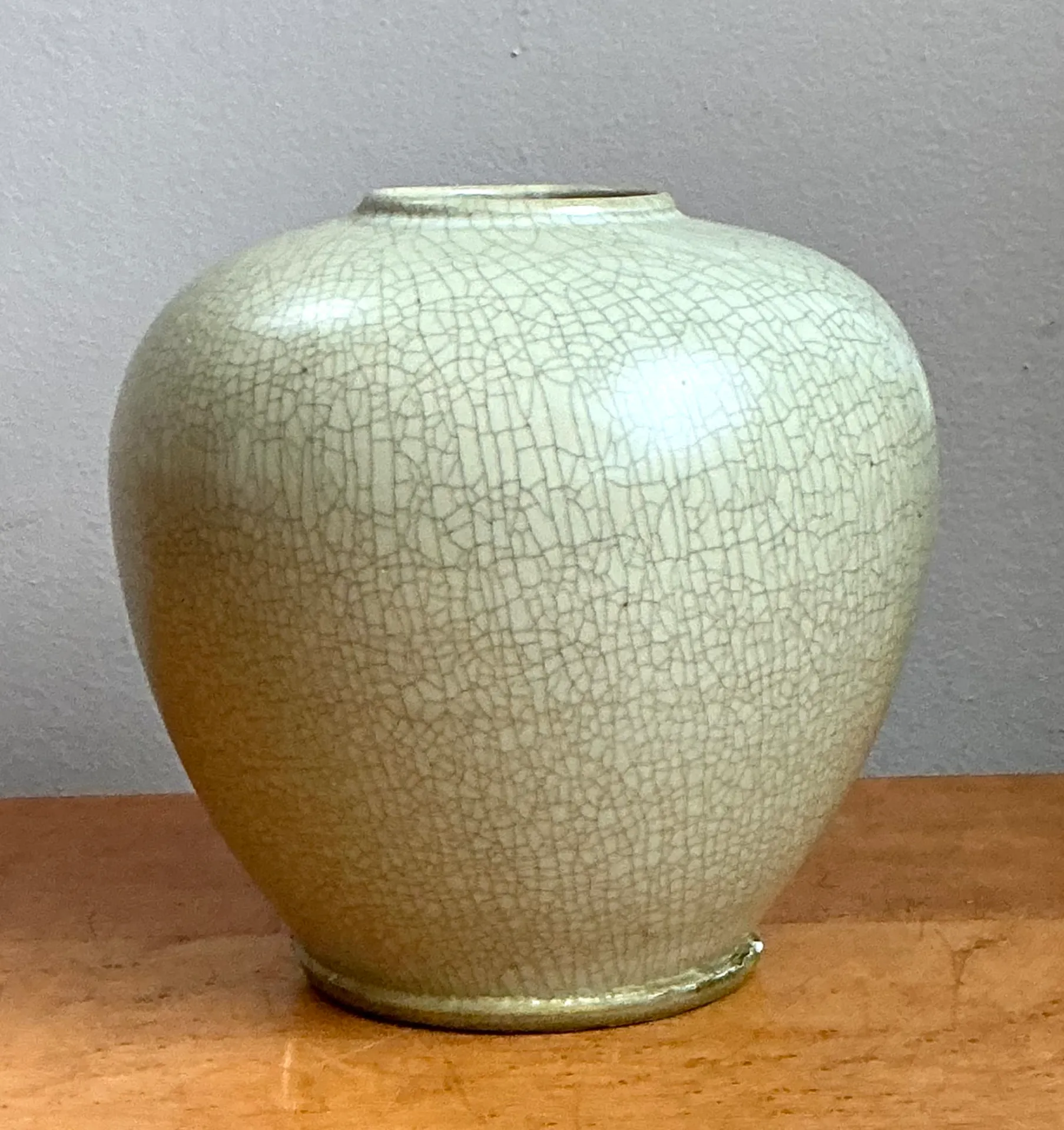 Vintage Celedon Crackle Glazed Ceramic Vase — additional photo 1