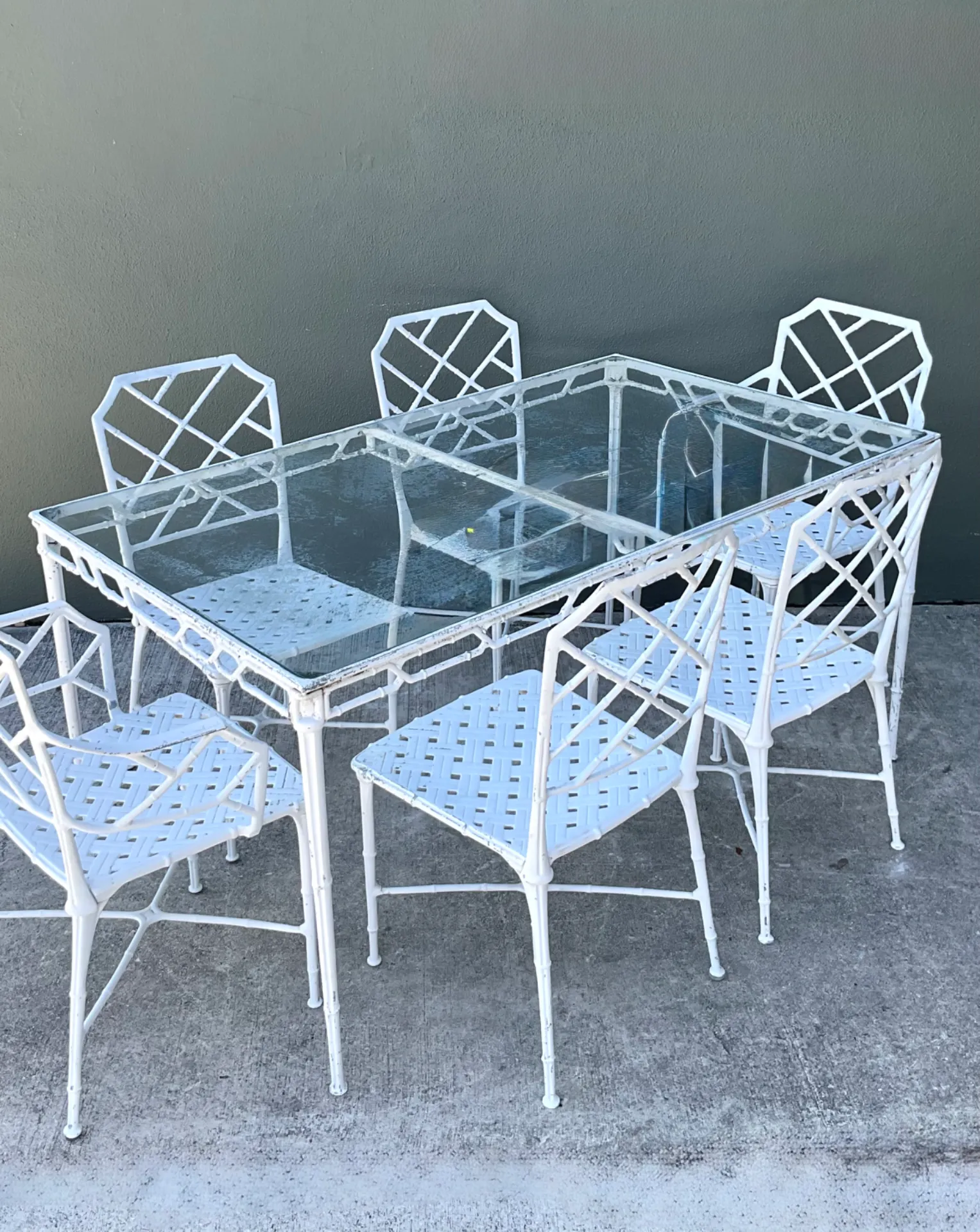 Vintage Brown Jordan “Calcutta” Metal Patio Dining Table with Glass Top — additional photo 7