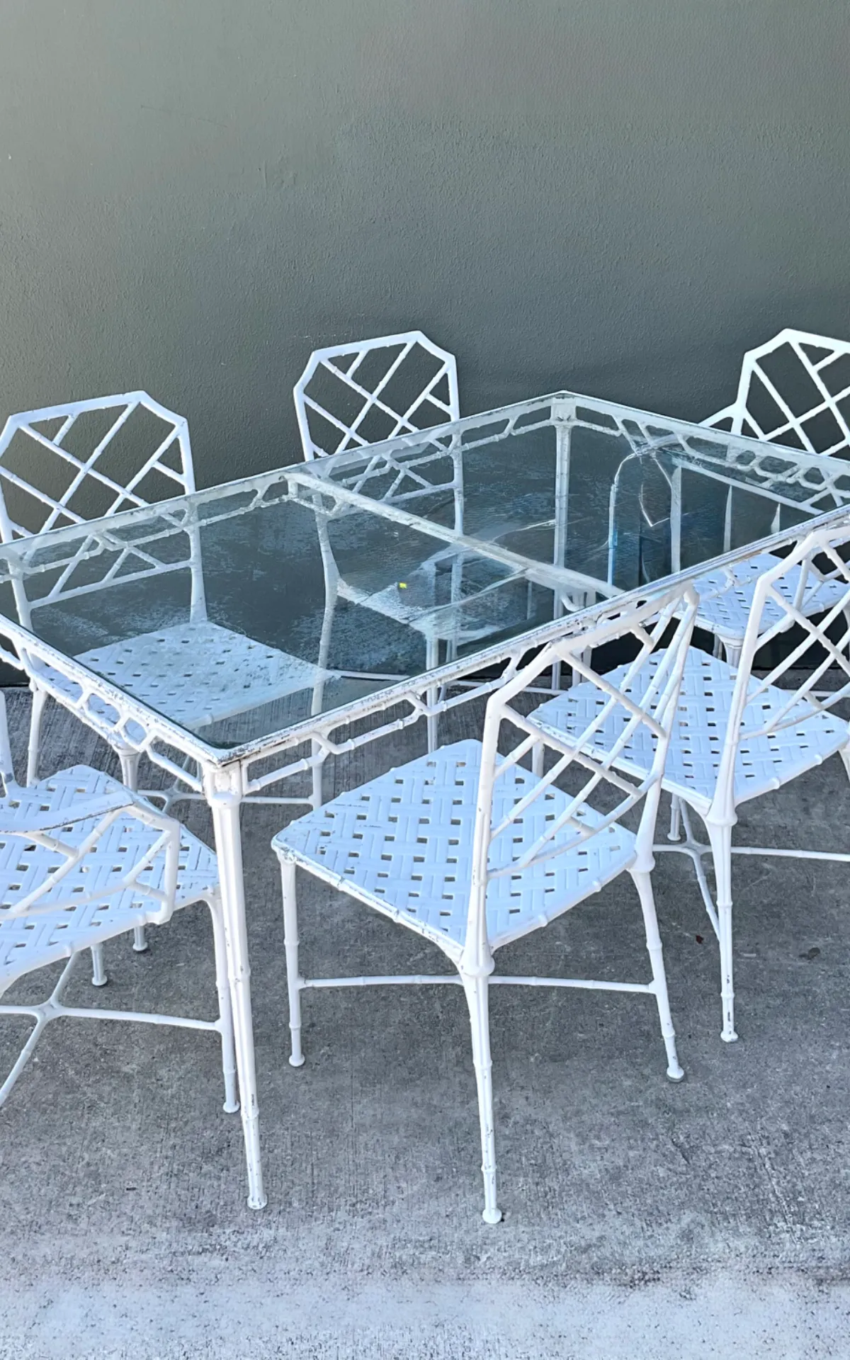 Vintage Brown Jordan “Calcutta” Metal Patio Dining Table with Glass Top — additional photo 7