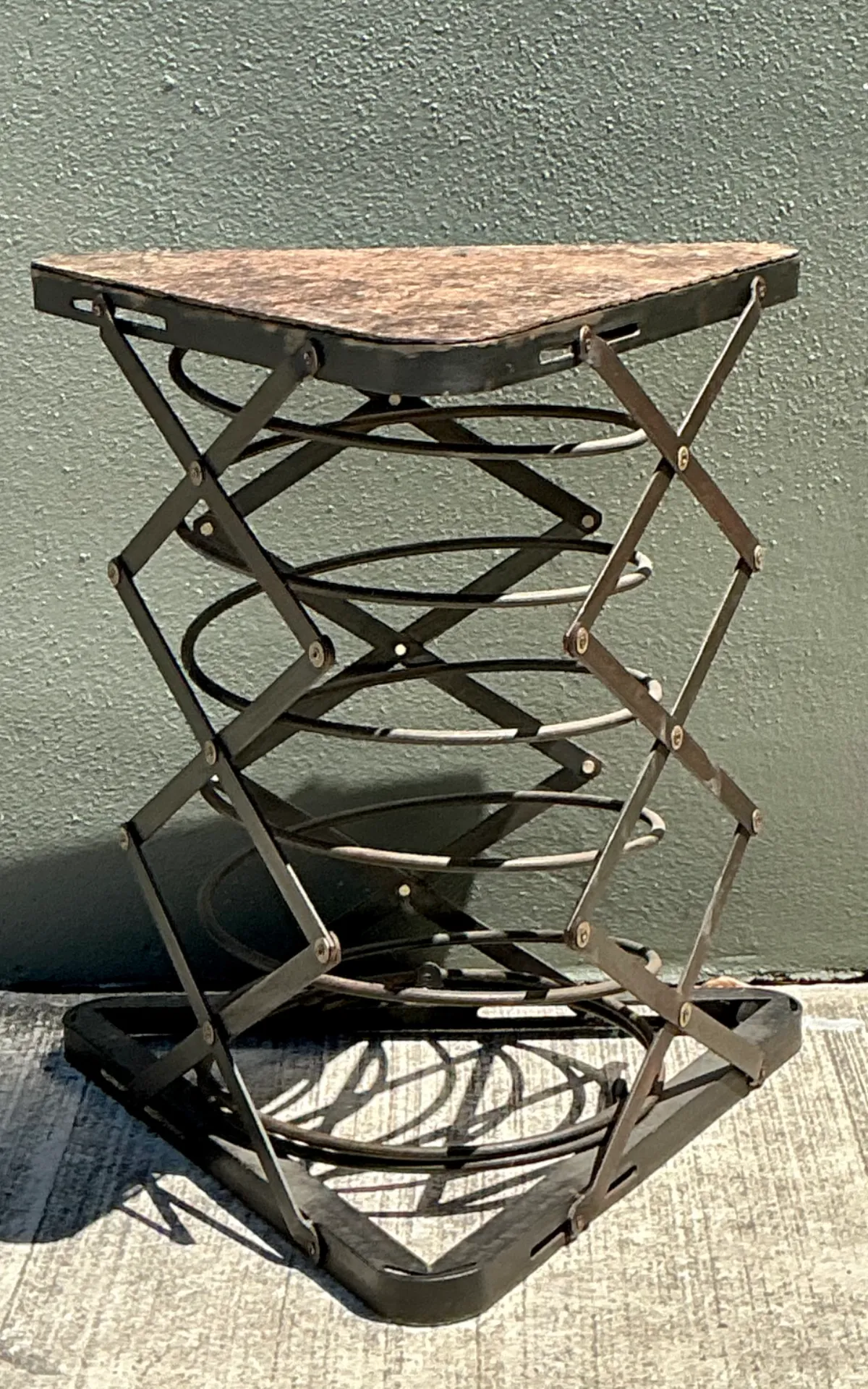 Vintage Industrial Metal and Stone Side Table — additional photo 7