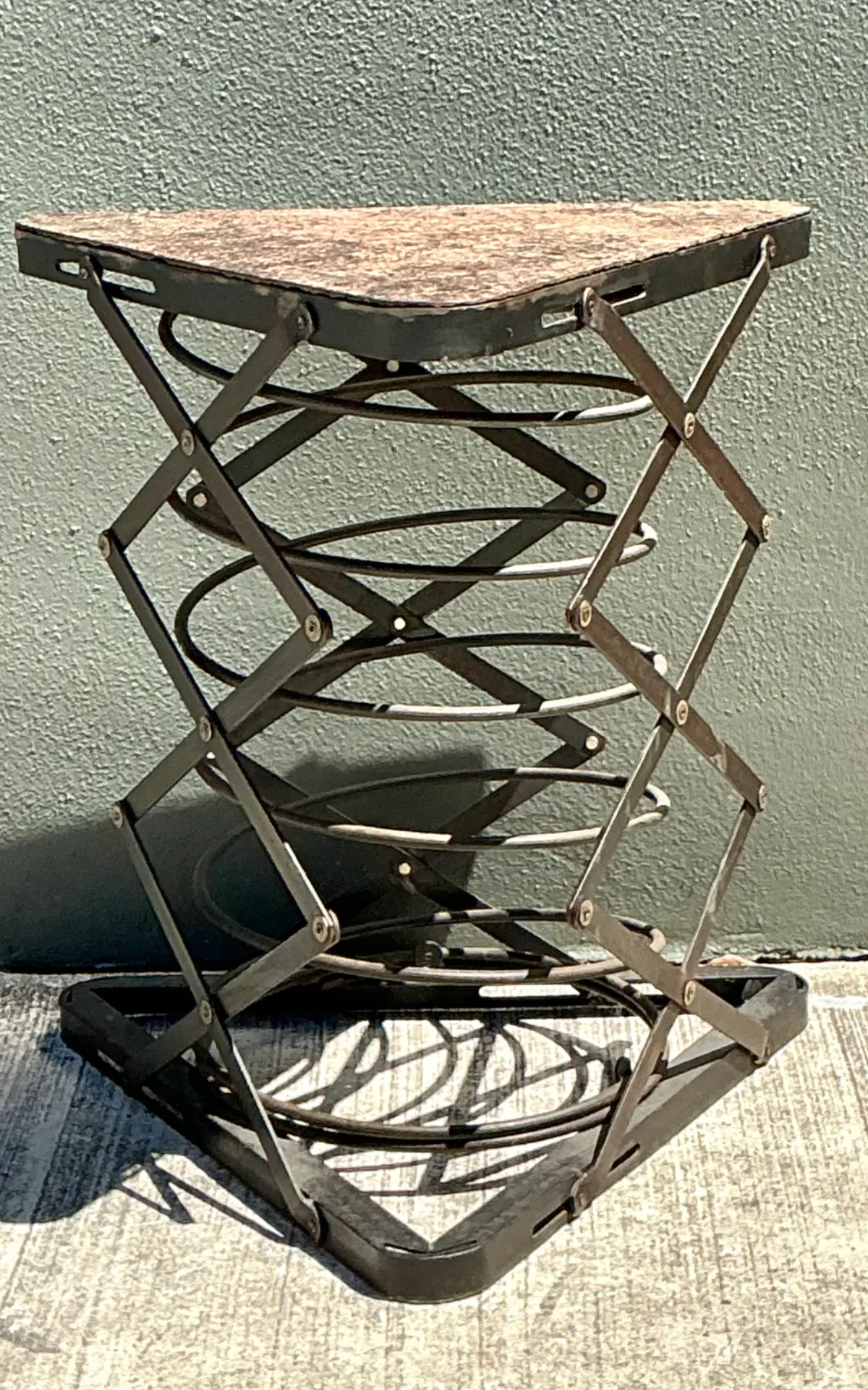 Vintage Industrial Metal and Stone Side Table — additional photo 5