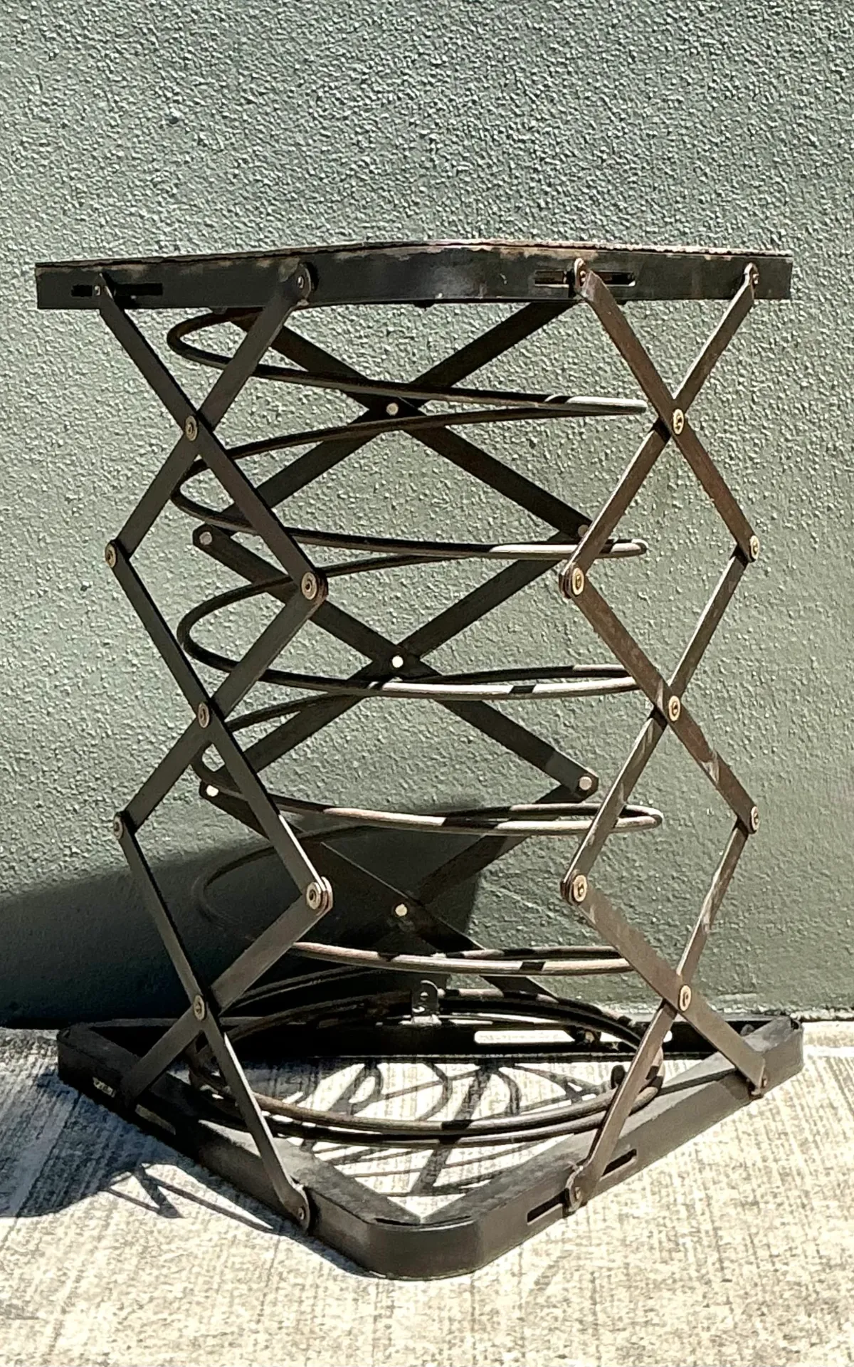 Vintage Industrial Metal and Stone Side Table — additional photo 2