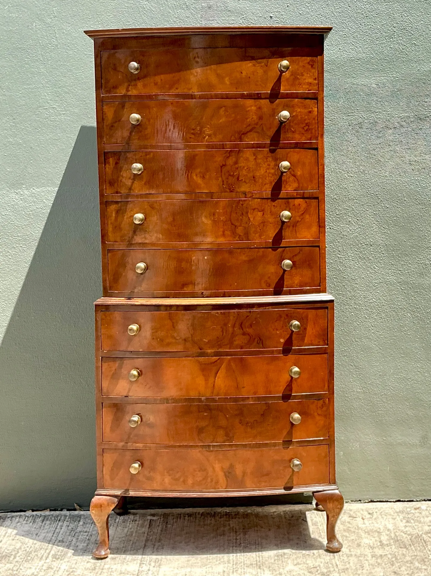 Vintage Queen Anne Style Wood Tallboy Dresser — additional photo 6