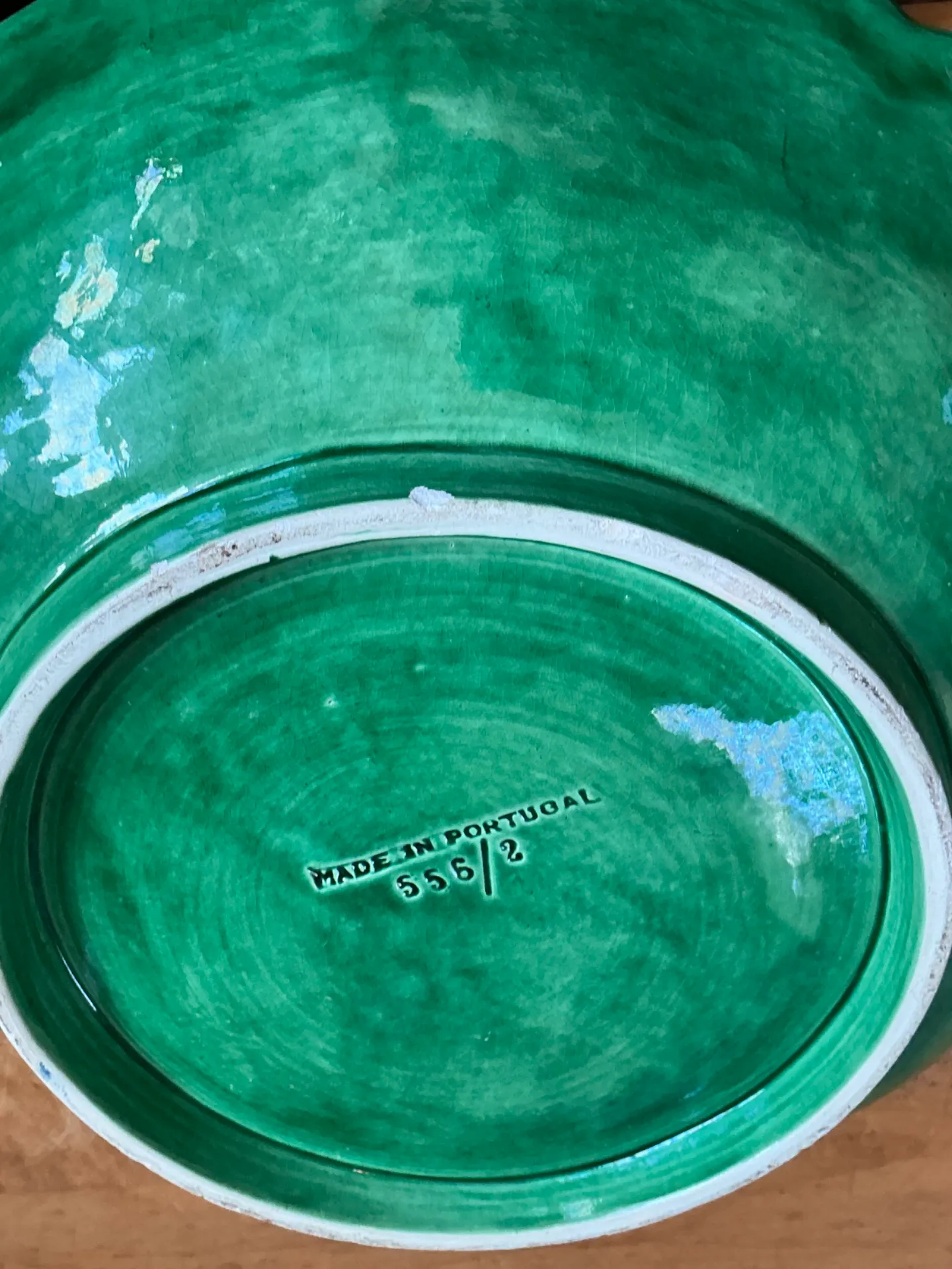 Vintage Portuguese Green Cabbage Leaf Ceramic Bowl — additional photo 8
