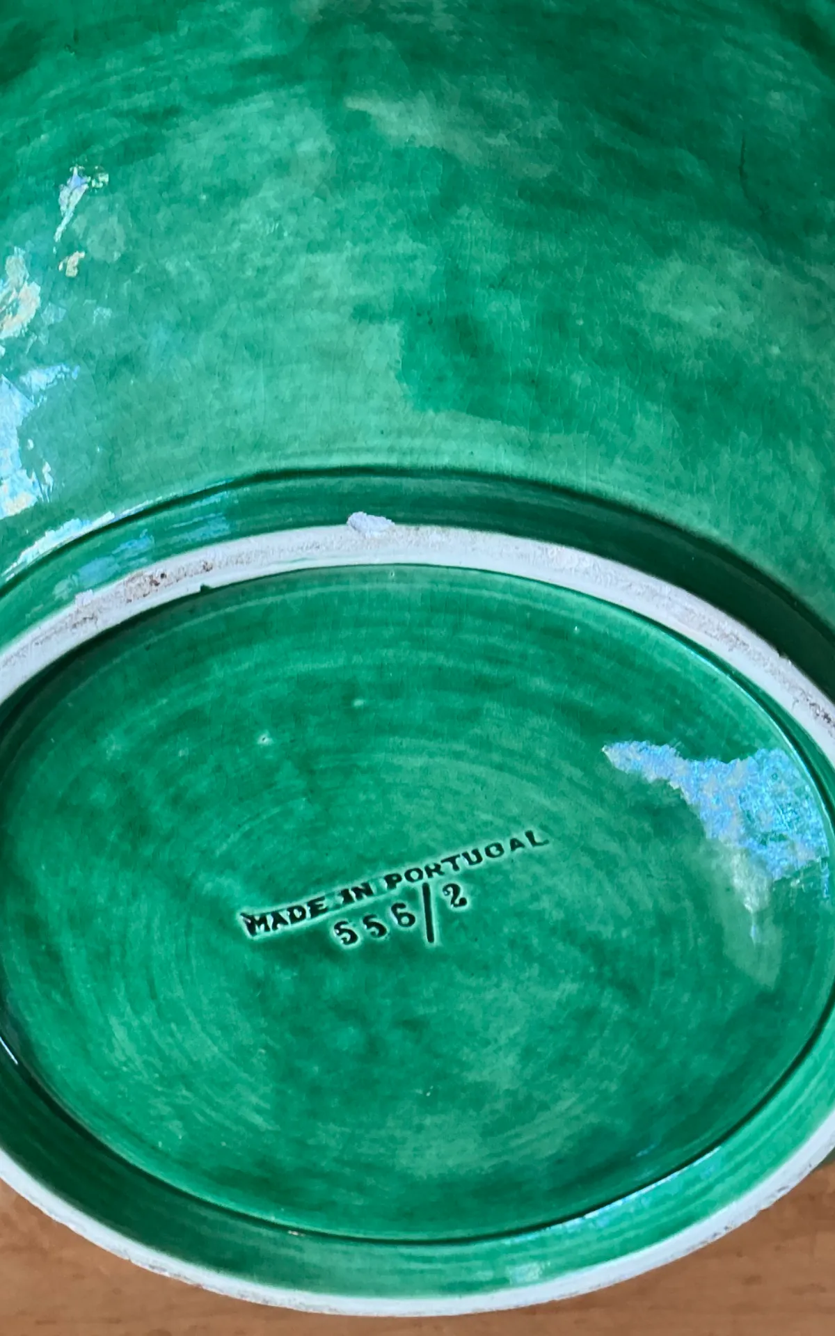Vintage Portuguese Green Cabbage Leaf Ceramic Bowl — additional photo 8