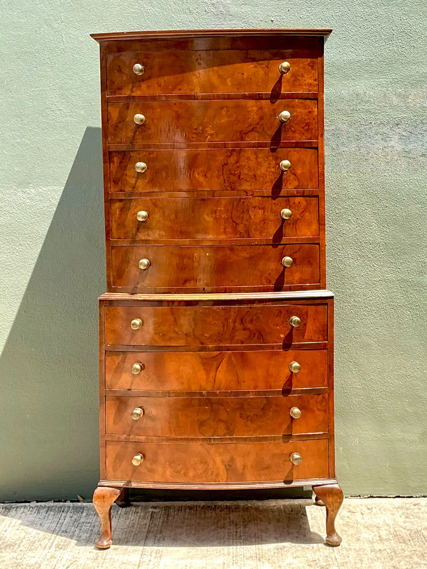 Vintage Queen Anne Style Wood Tallboy Dresser — additional photo 7