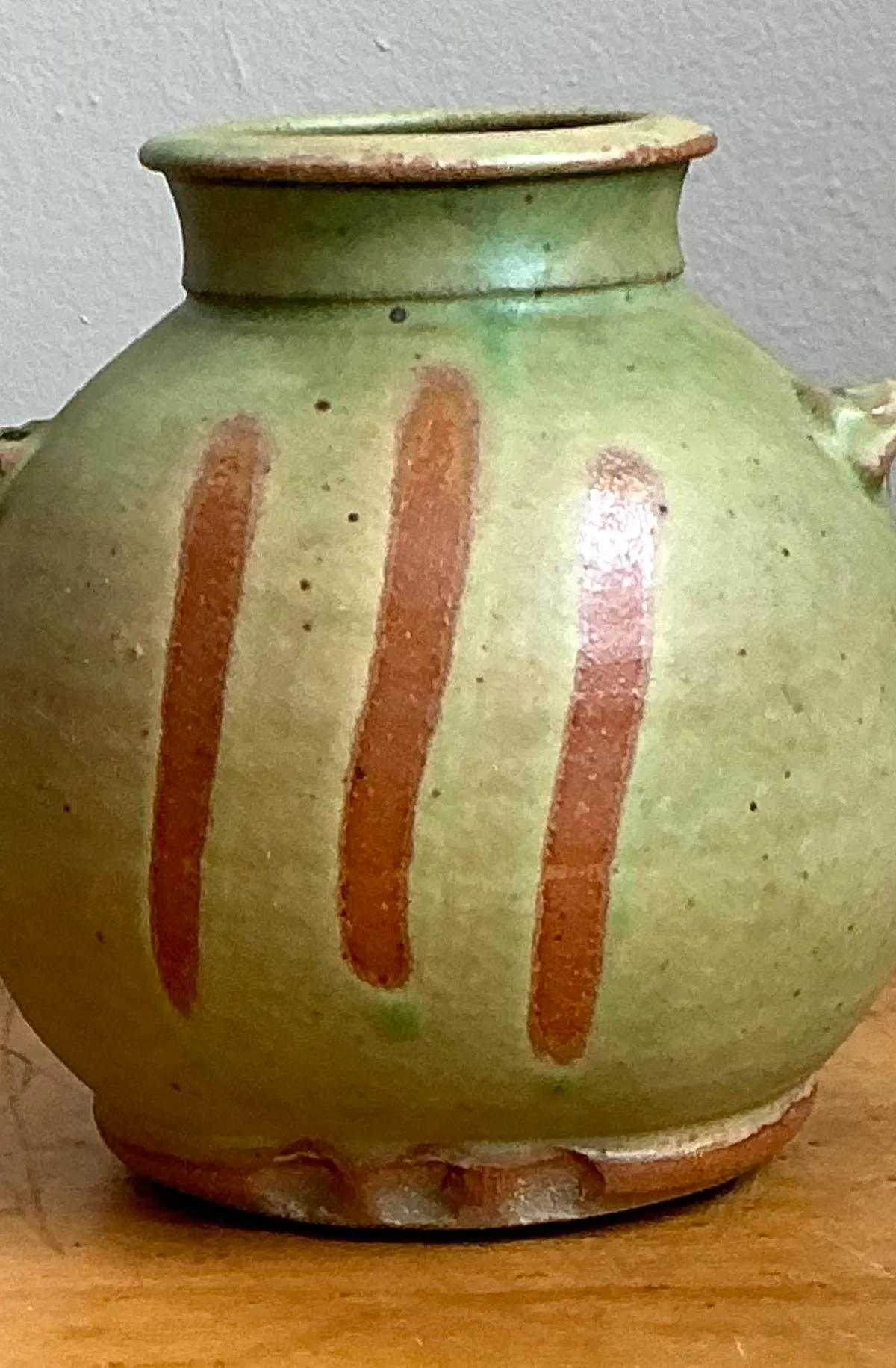 Vintage Green Striped Ceramic Vase — additional photo 6