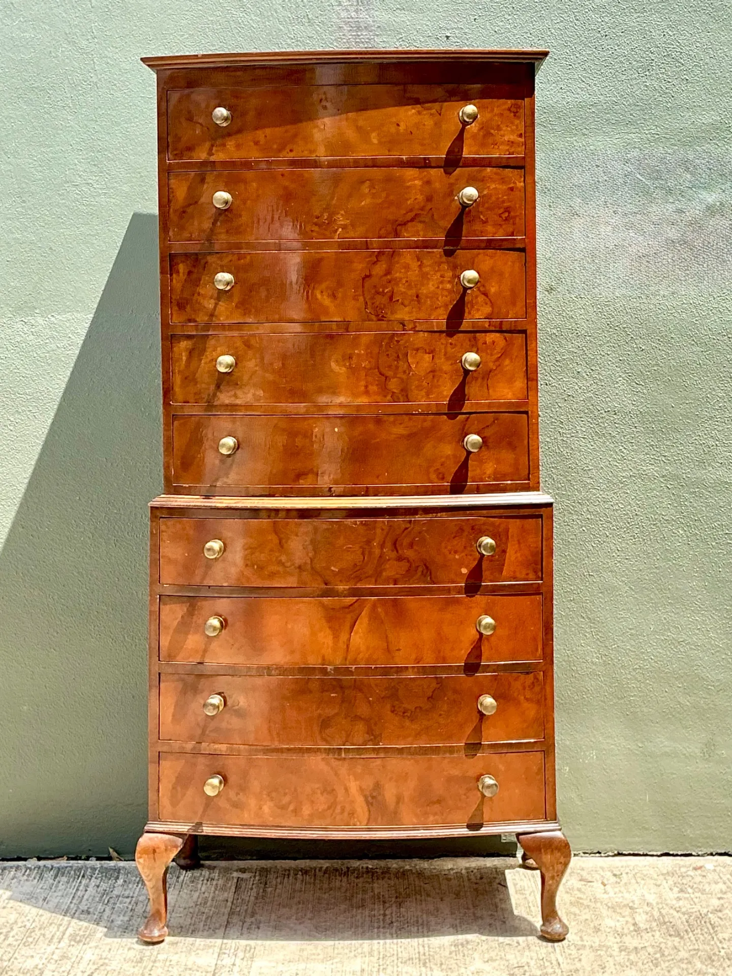 Vintage Queen Anne Style Wood Tallboy Dresser — additional photo 2
