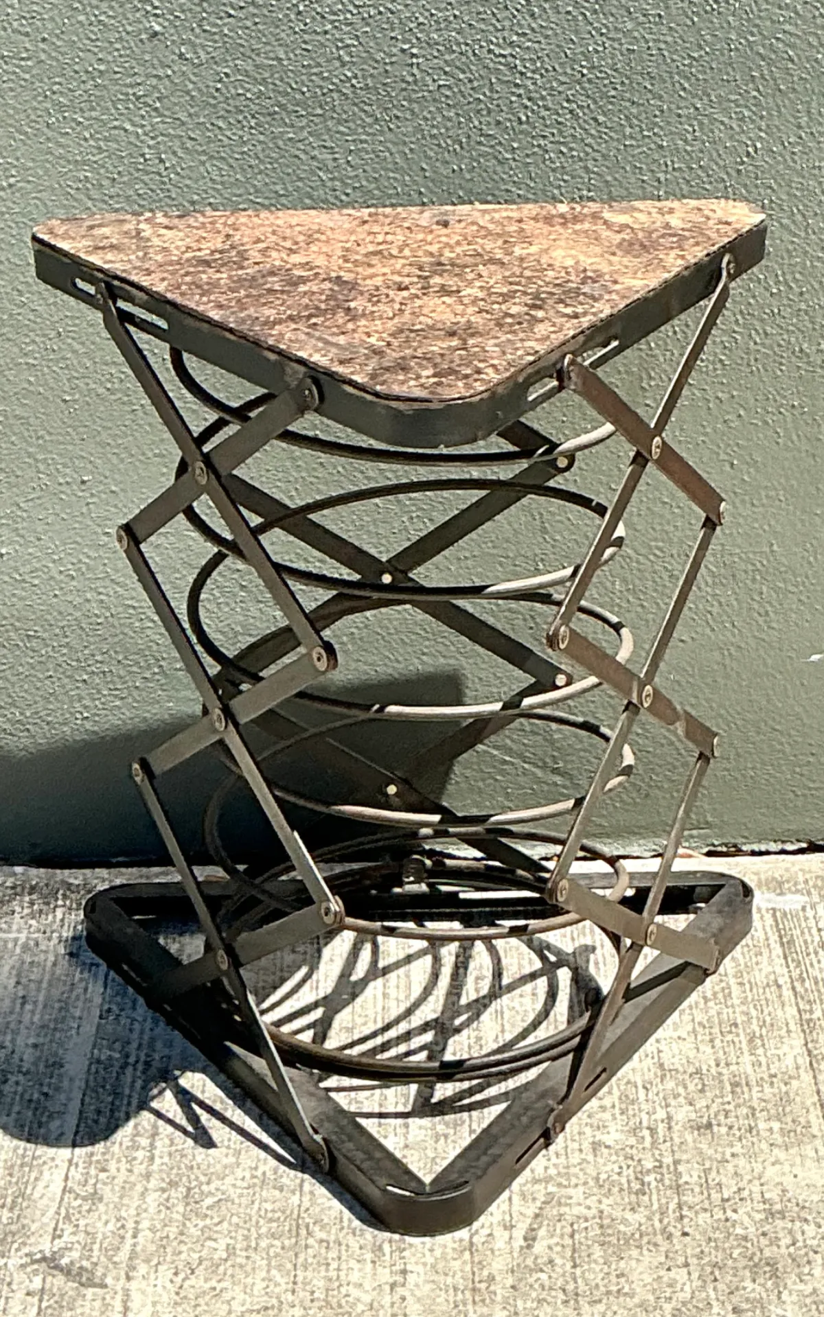 Vintage Industrial Metal and Stone Side Table — additional photo 6