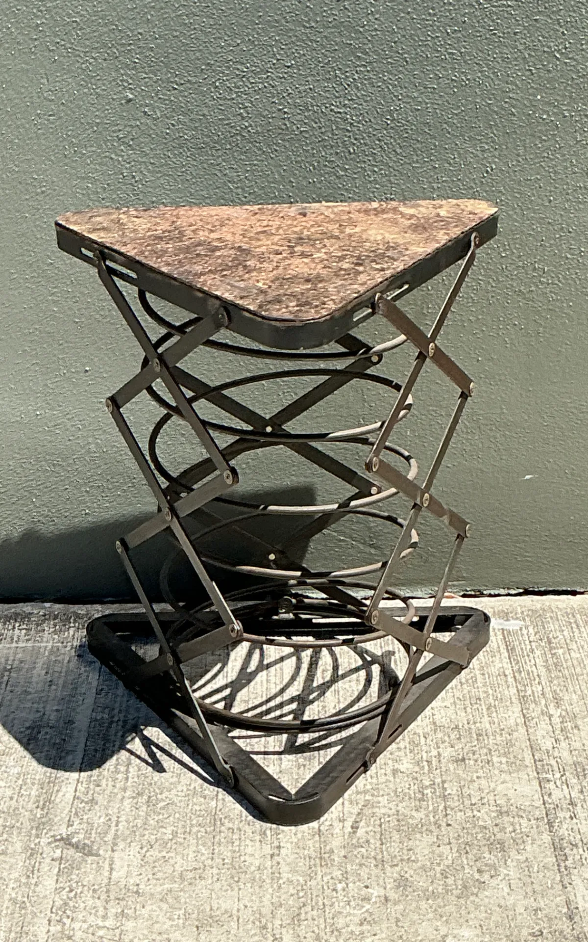 Vintage Industrial Metal and Stone Side Table — additional photo 4