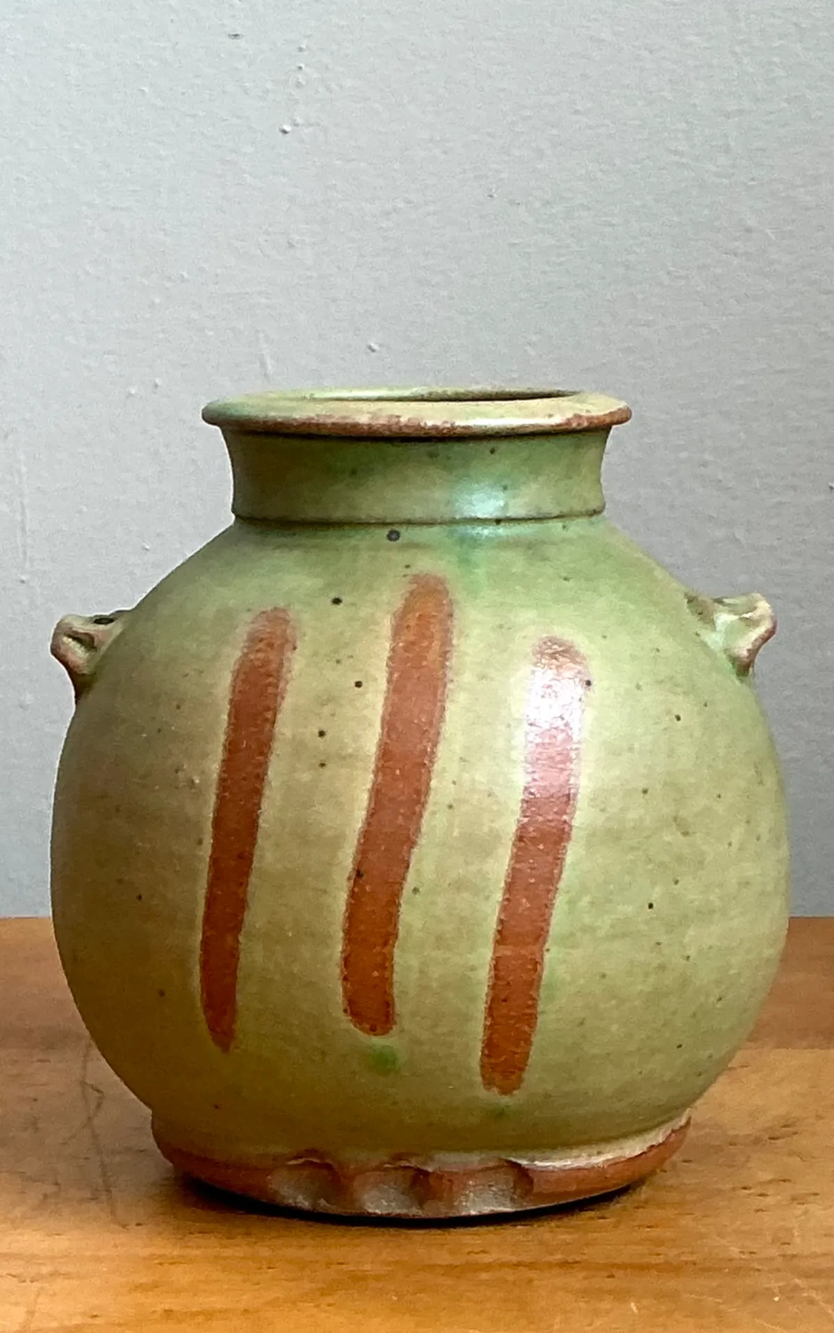 Vintage Green Striped Ceramic Vase — additional photo 4
