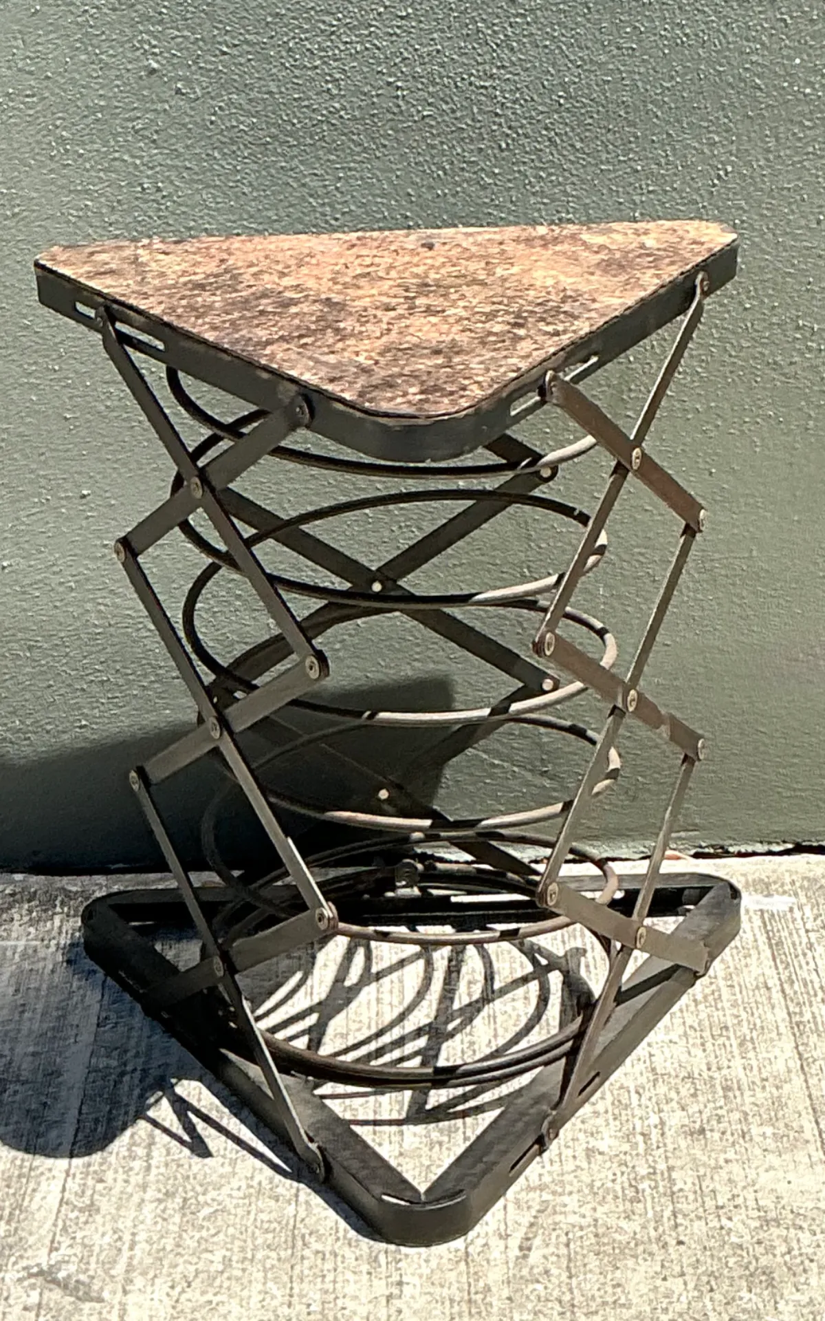 Vintage Industrial Metal and Stone Side Table — additional photo 3