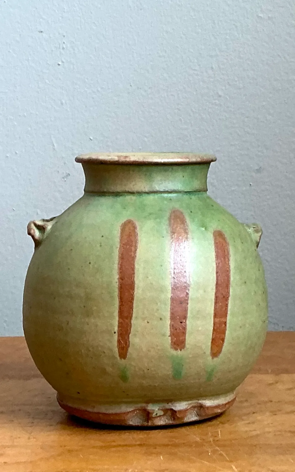 Vintage Green Striped Ceramic Vase — additional photo 8