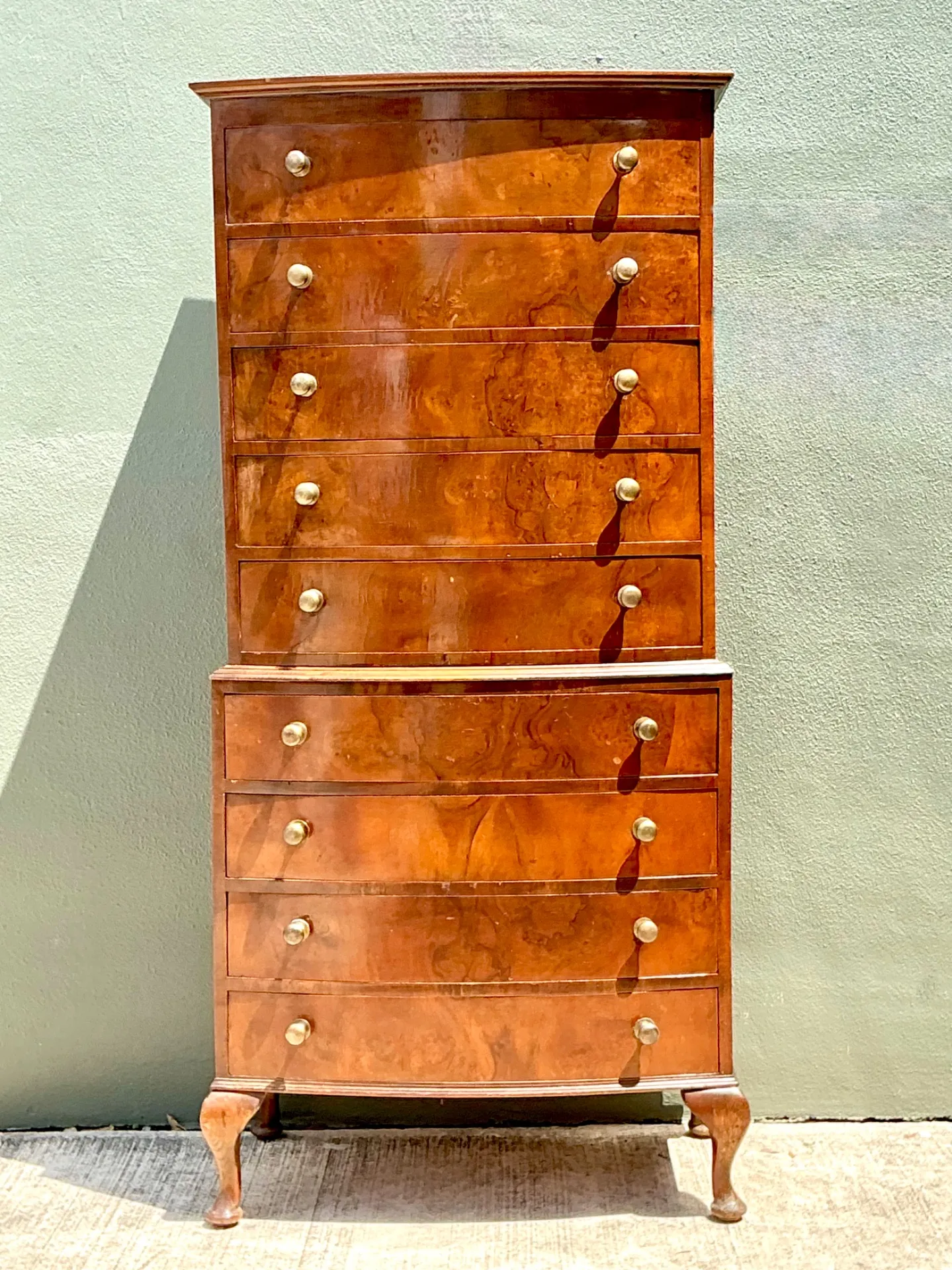 Vintage Queen Anne Style Wood Tallboy Dresser — additional photo 3