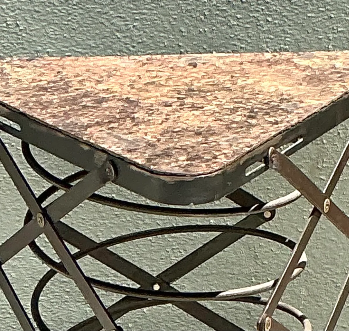 Vintage Industrial Metal and Stone Side Table — additional photo 1