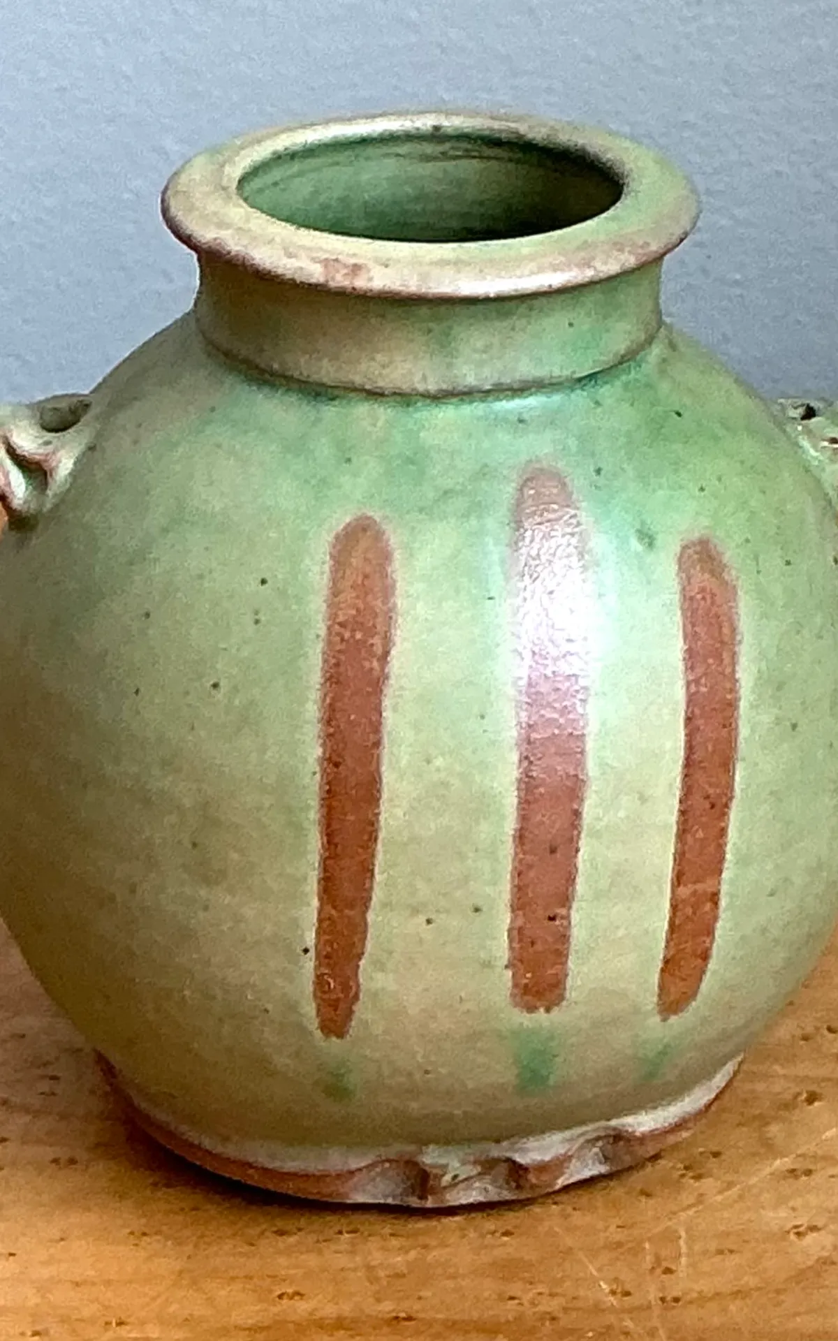 Vintage Green Striped Ceramic Vase — additional photo 7