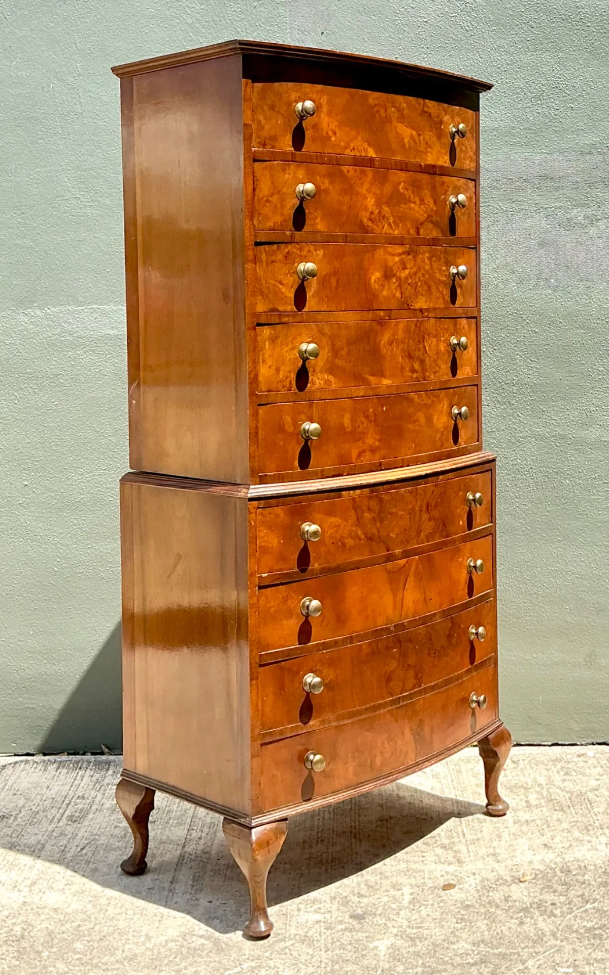 Vintage Queen Anne Style Wood Tallboy Dresser — additional photo 4