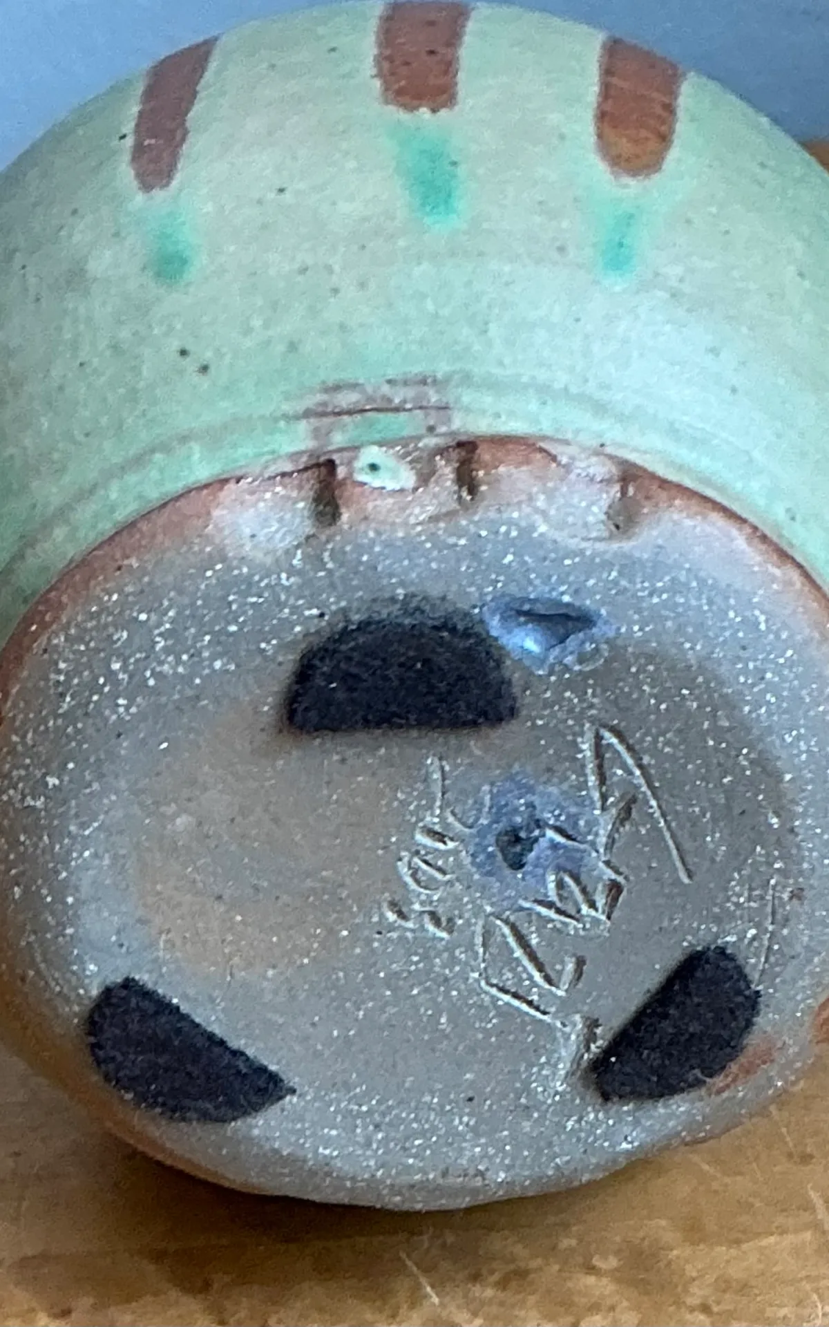 Vintage Green Striped Ceramic Vase — additional photo 5