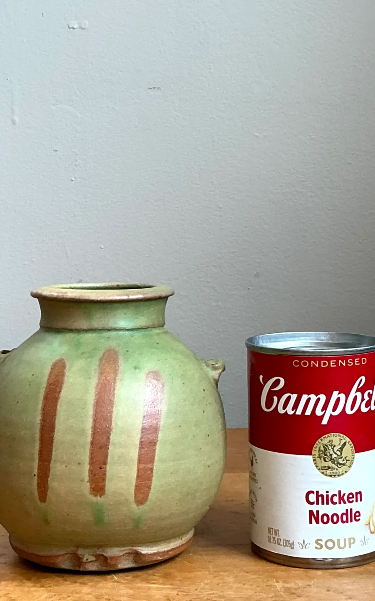 Vintage Green Striped Ceramic Vase — additional photo 3