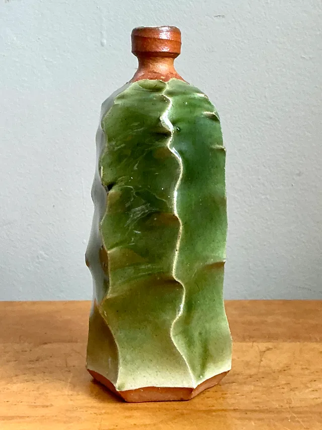 Vintage Green Sculptural Ceramic Vase — additional photo 6