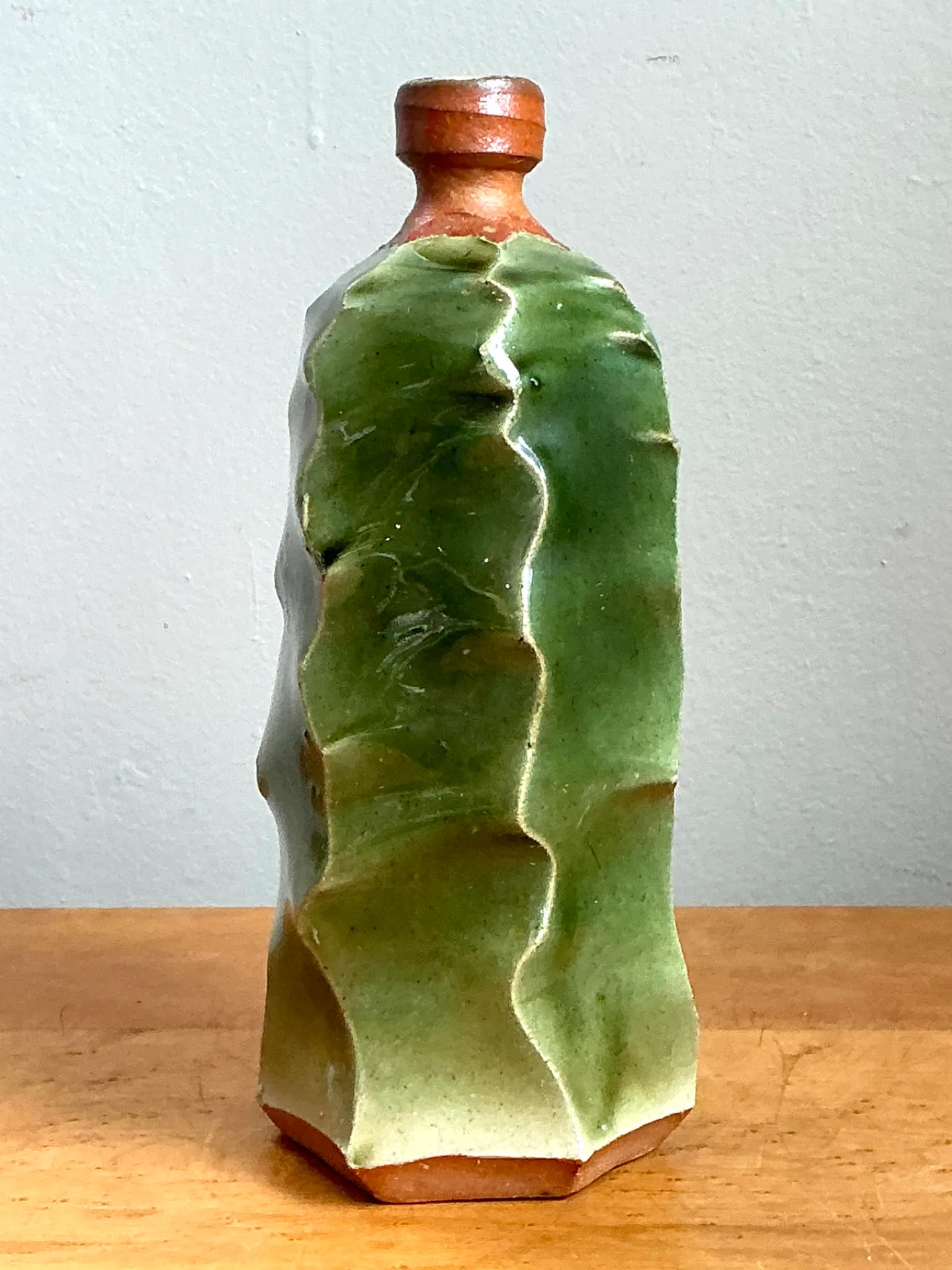 Vintage Green Sculptural Ceramic Vase — additional photo 3