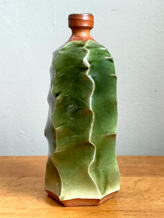 Vintage Green Sculptural Ceramic Vase — additional photo 3