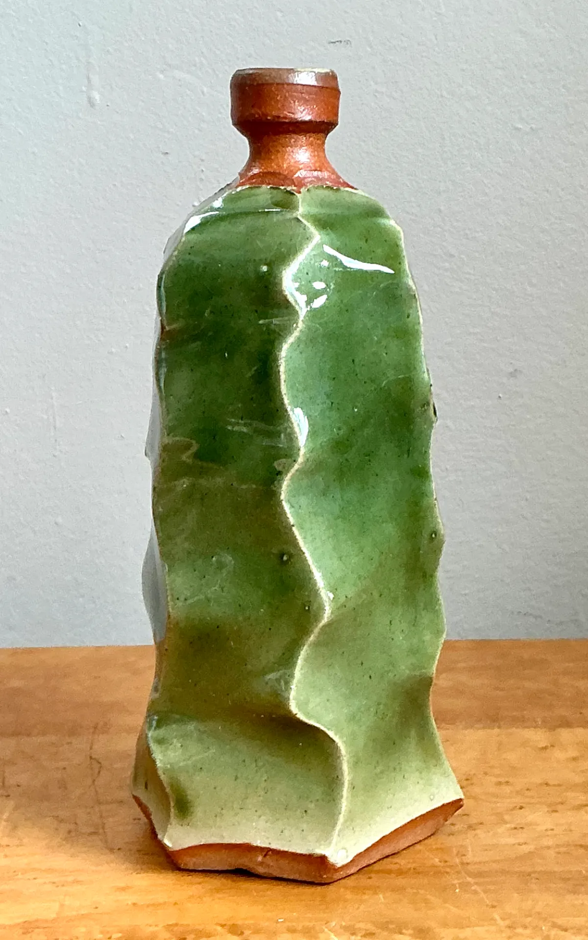 Vintage Green Sculptural Ceramic Vase