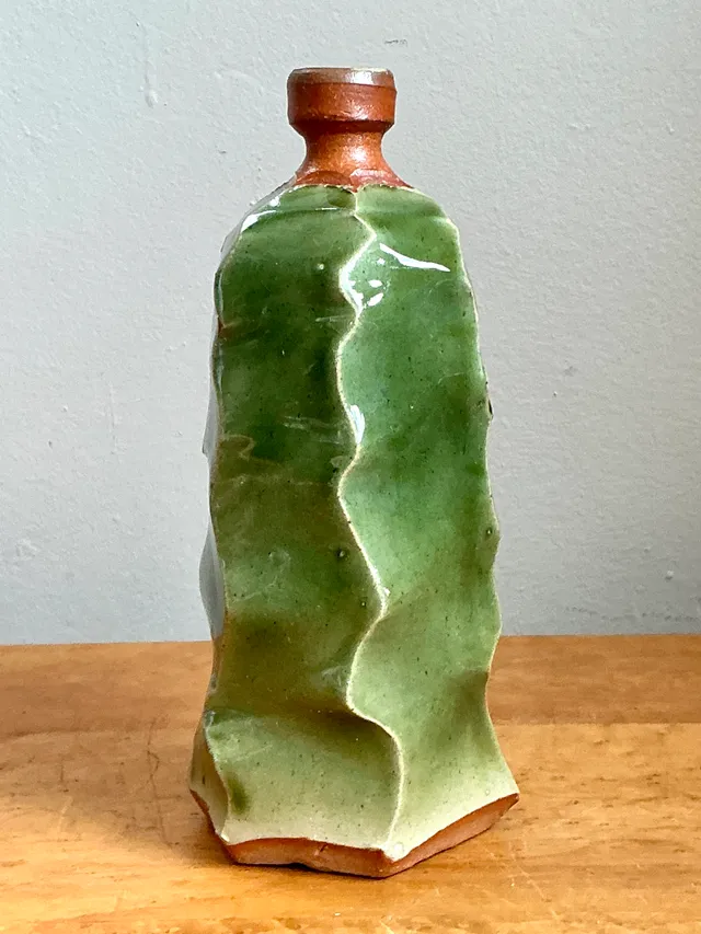 Vintage Green Sculptural Ceramic Vase — additional photo 1