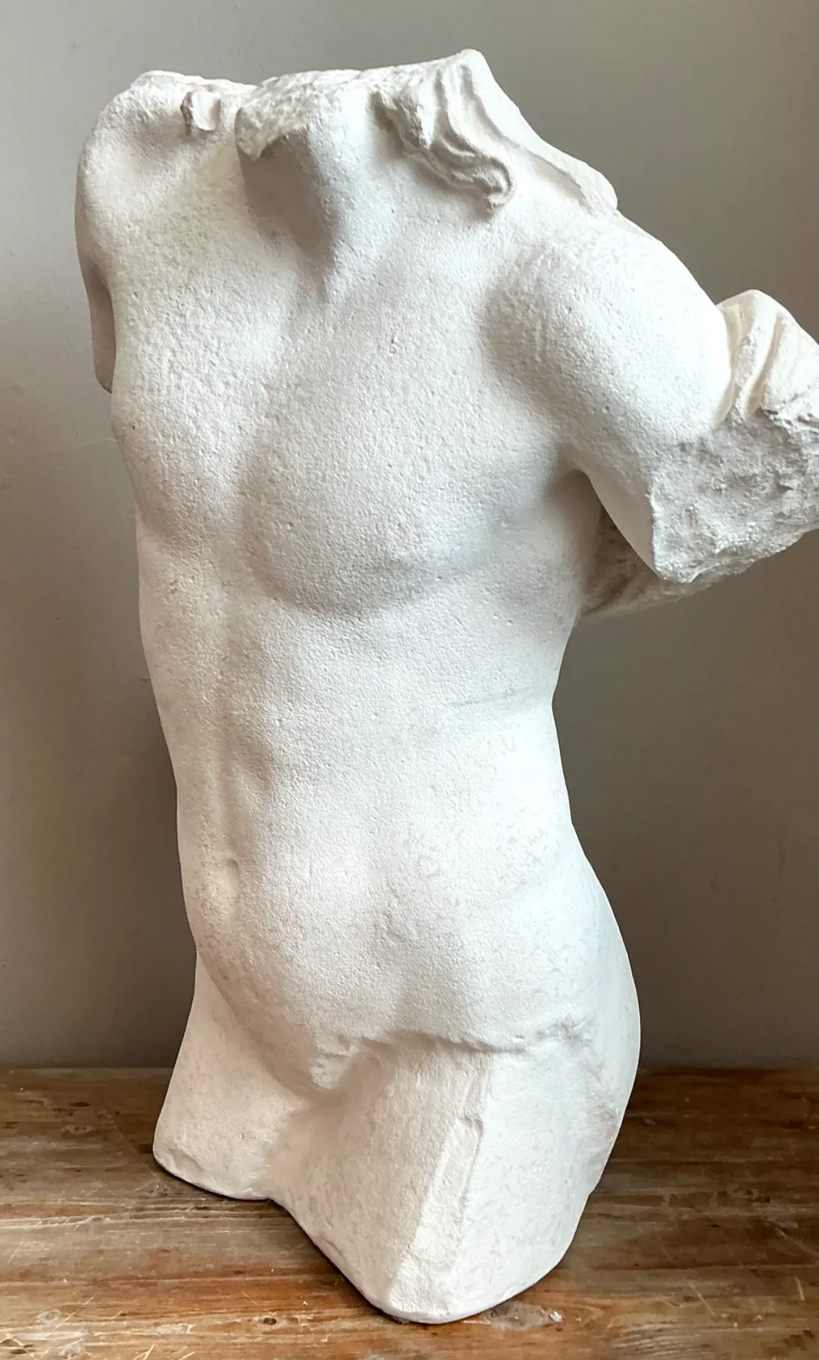 Vintage Plaster Male Torso Sculpture — additional photo 2