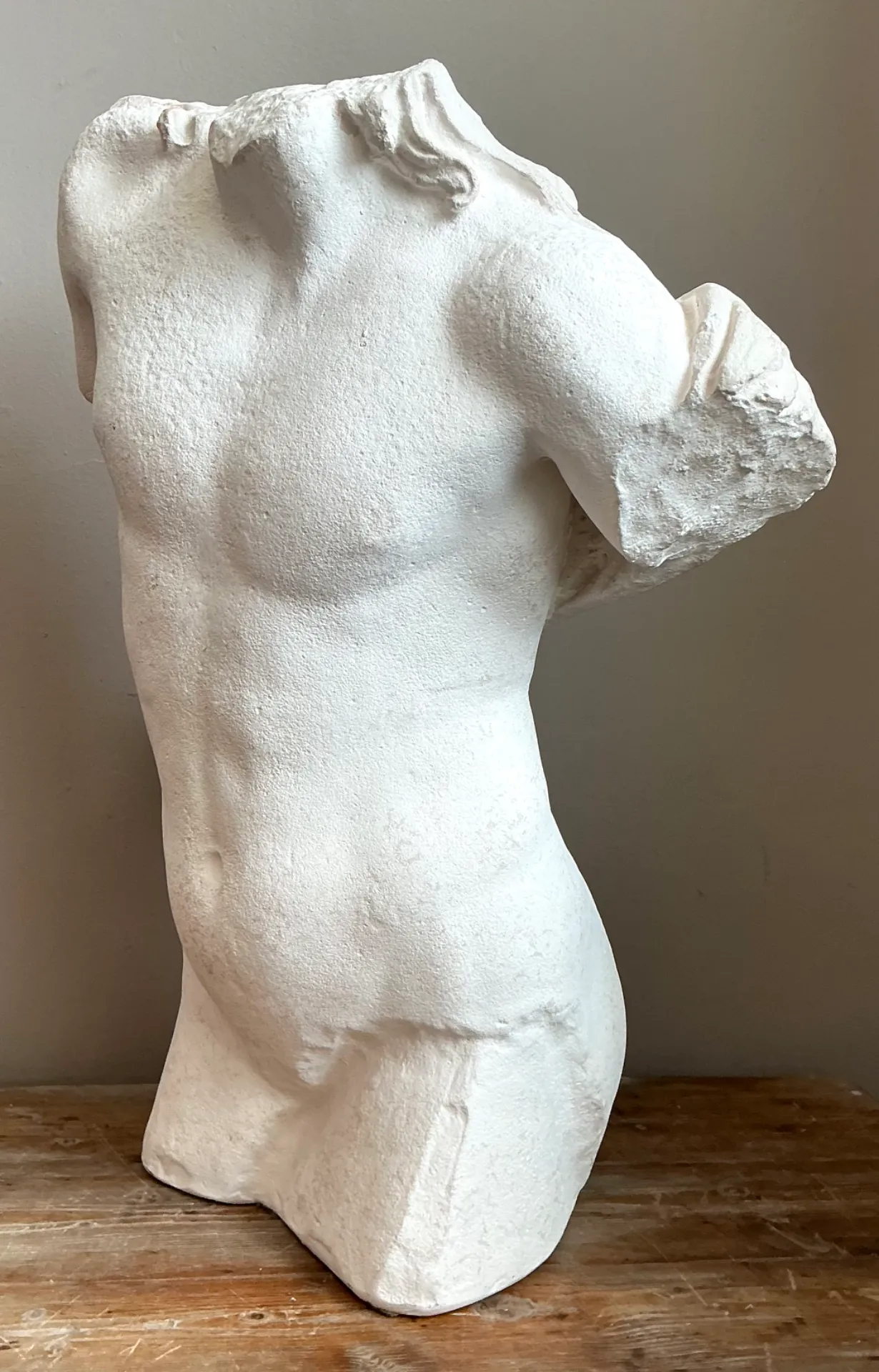 Vintage Plaster Male Torso Sculpture — additional photo 4