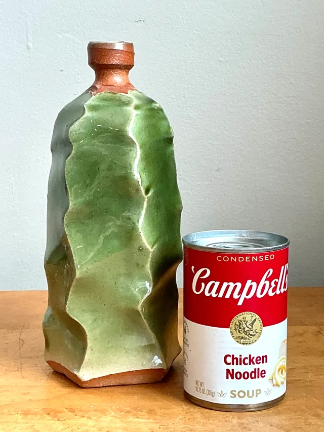 Vintage Green Sculptural Ceramic Vase — additional photo 2