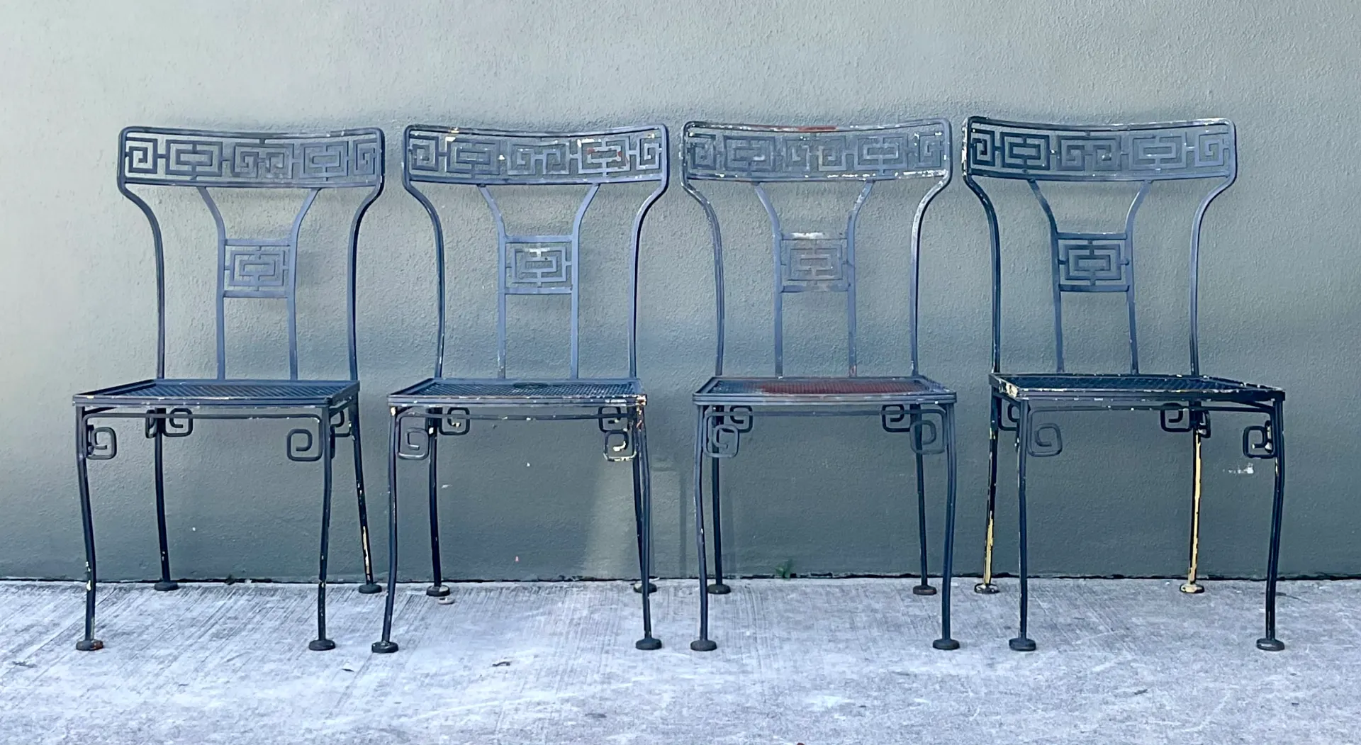 Vintage Meadowcraft Greek Key Metal Patio Chairs - Set of Four — additional photo 1