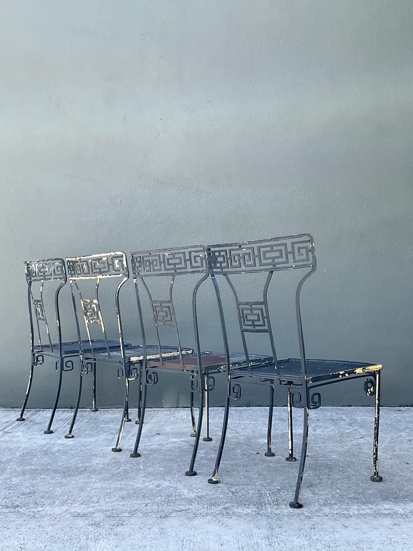 Vintage Meadowcraft Greek Key Metal Patio Chairs - Set of Four — additional photo 2