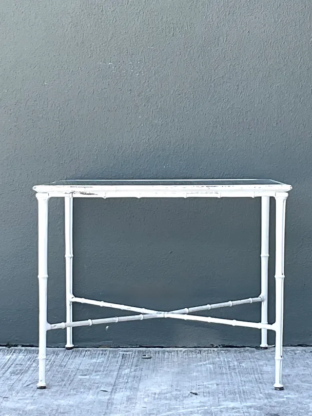 Vintage Brown Jordan “Calcutta” Metal and Glass Patio Side Table — additional photo 6