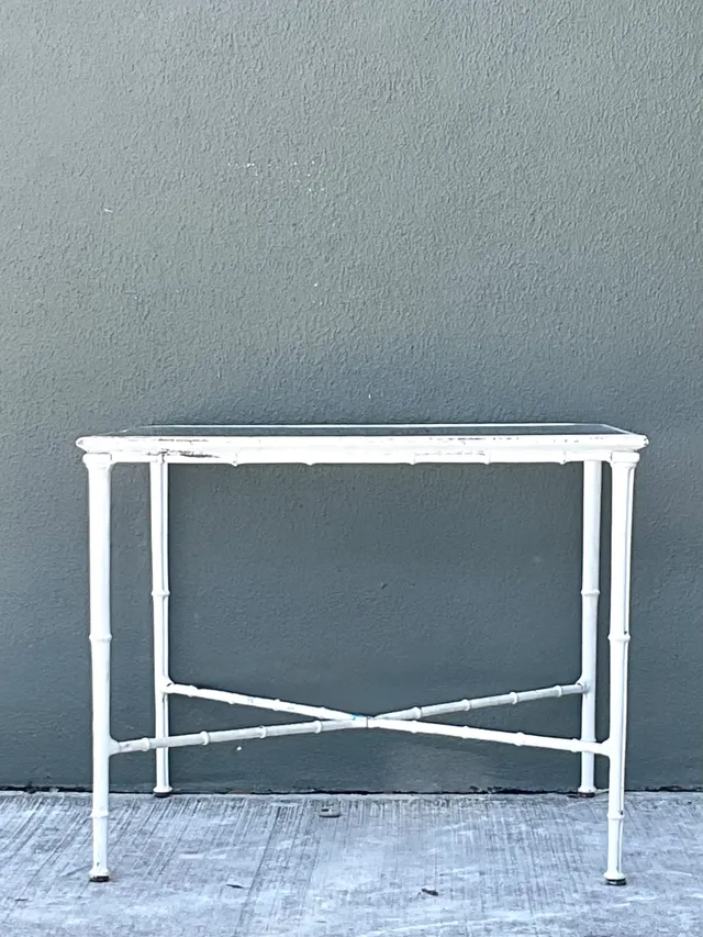 Vintage Brown Jordan “Calcutta” Metal and Glass Patio Side Table — additional photo 2