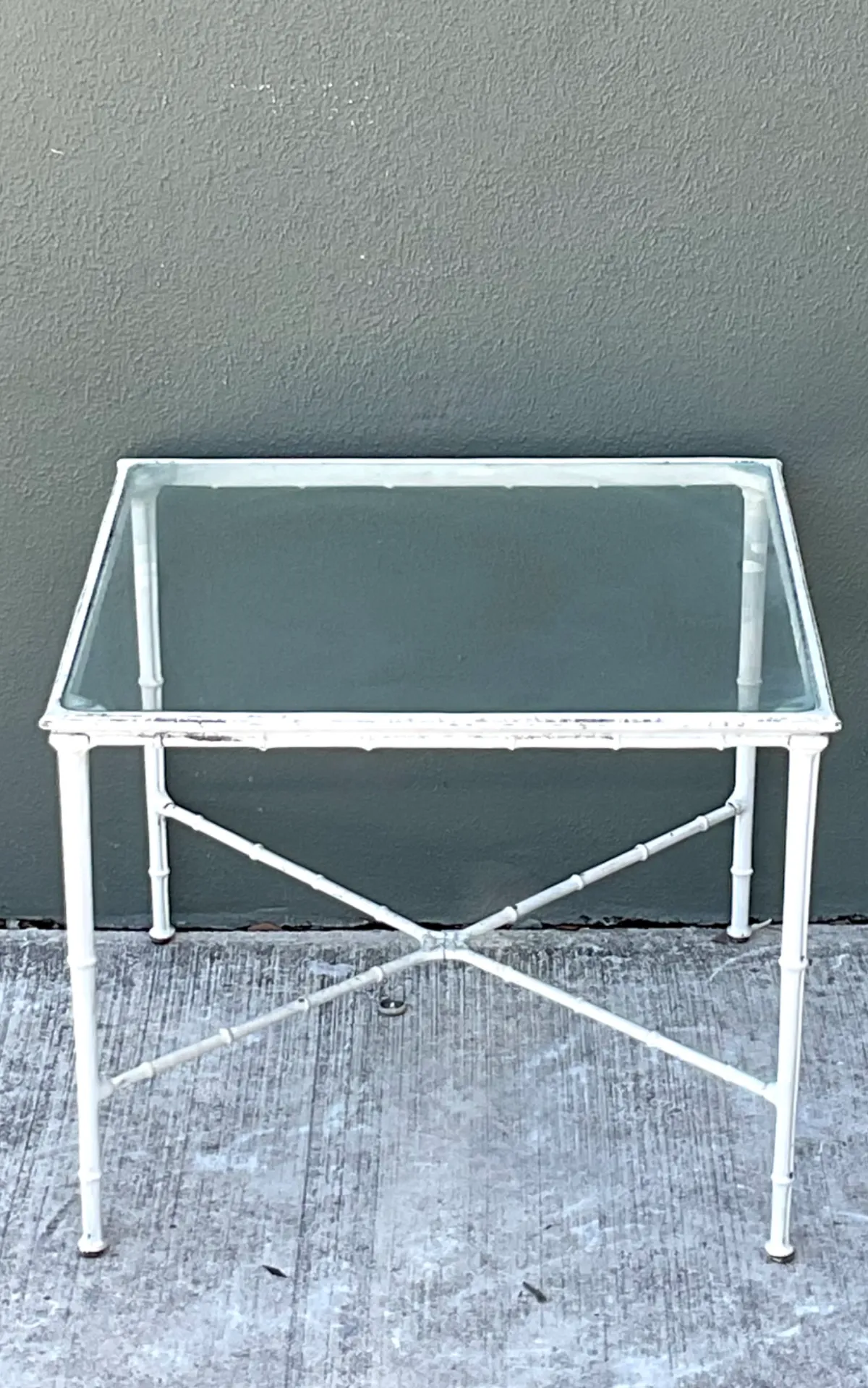Vintage Brown Jordan “Calcutta”  Metal and Glass Patio Side Table — additional photo 4