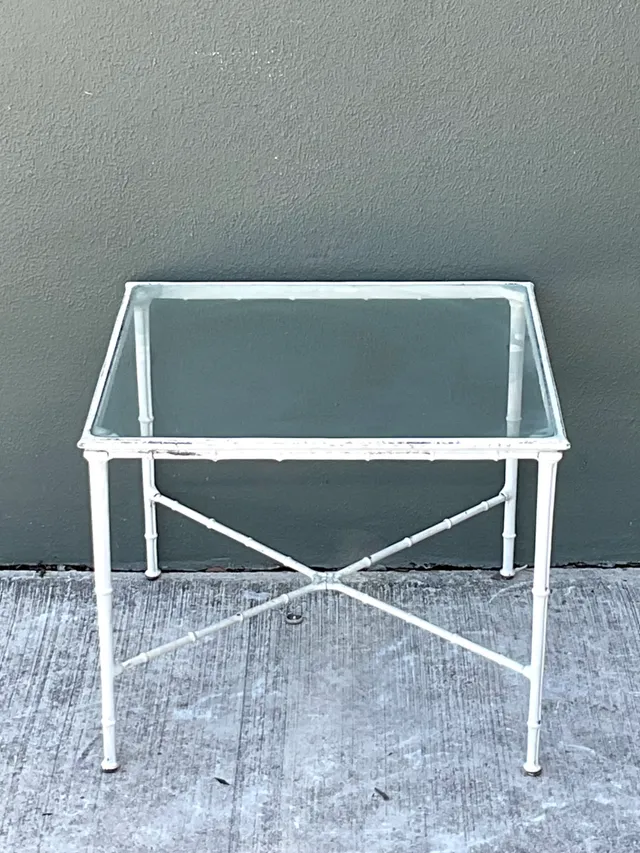Vintage Brown Jordan “Calcutta” Metal and Glass Patio Side Table — additional photo 4