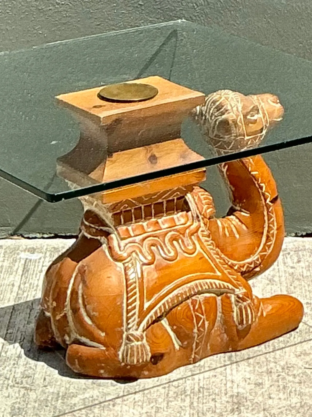 Vintage Carved Wood Camel Glass Table — additional photo 8