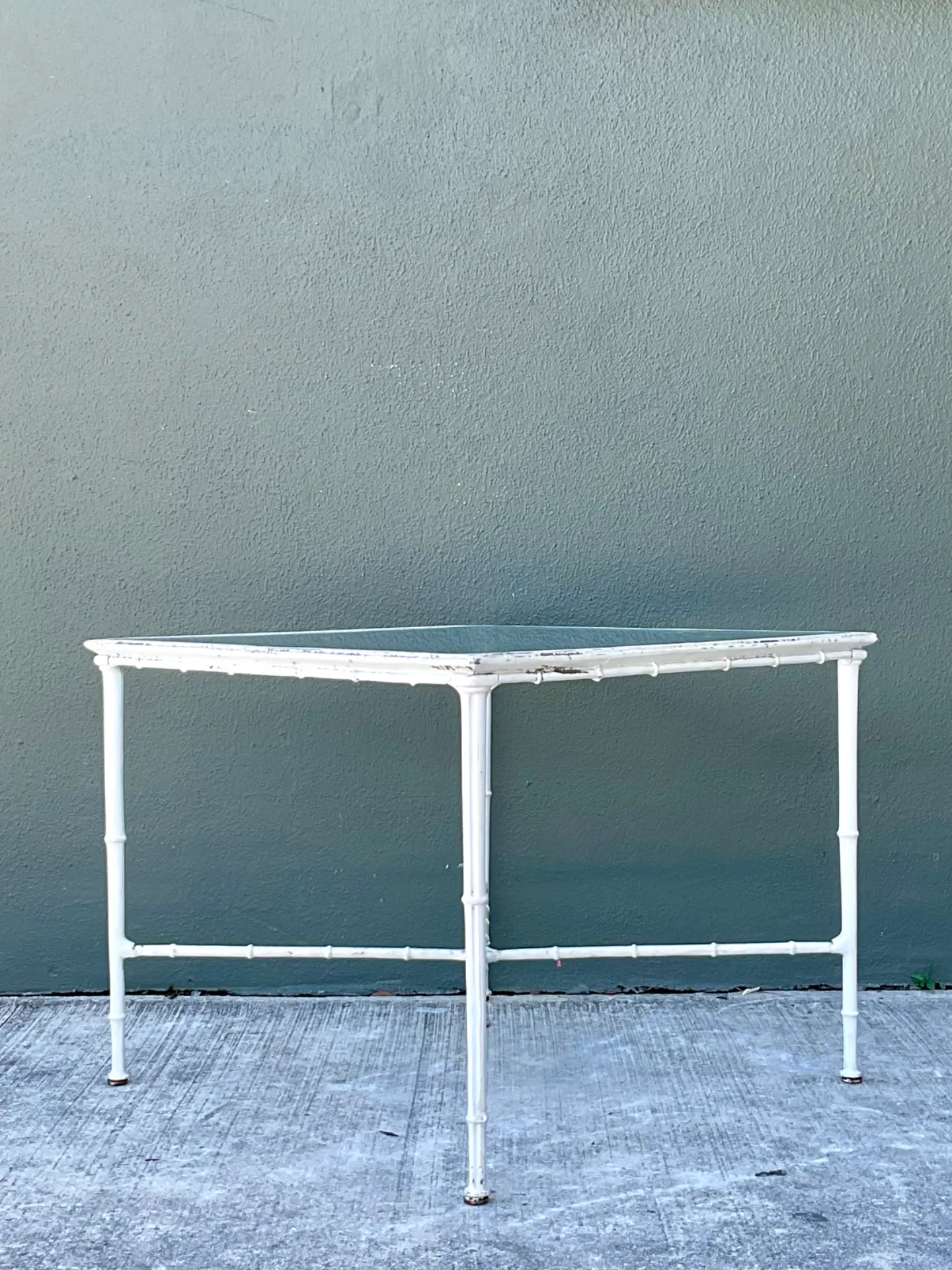 Vintage Brown Jordan “Calcutta”  Metal and Glass Patio Side Table — additional photo 3