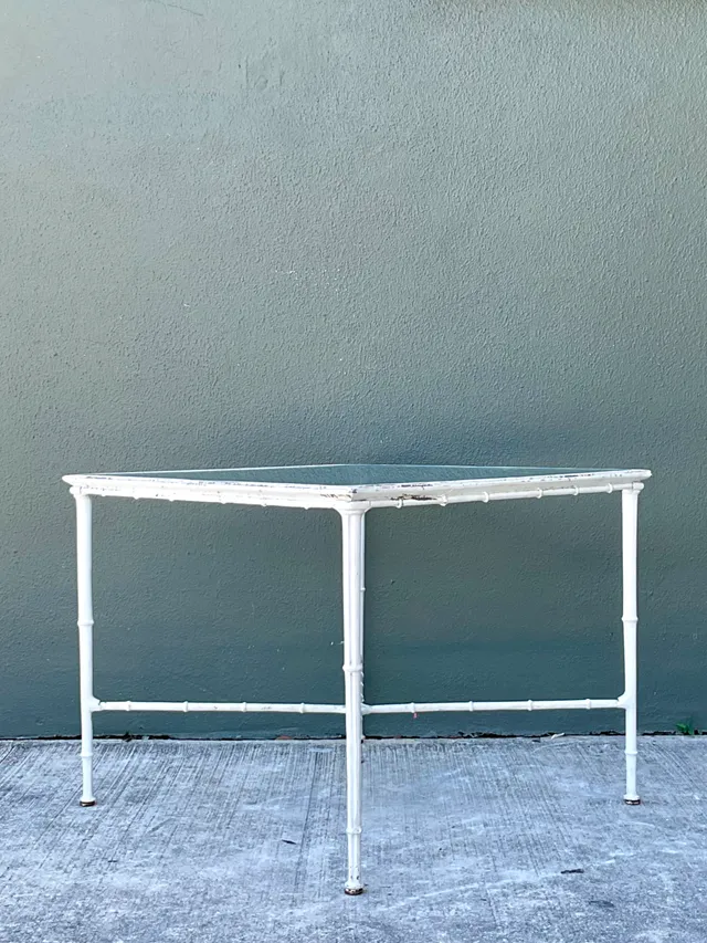 Vintage Brown Jordan “Calcutta” Metal and Glass Patio Side Table — additional photo 3