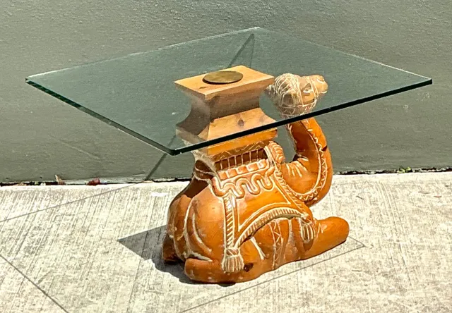 Vintage Carved Wood Camel Glass Table — additional photo 7