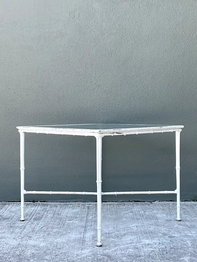 Vintage Brown Jordan “Calcutta” Metal and Glass Patio Side Table — additional photo 1