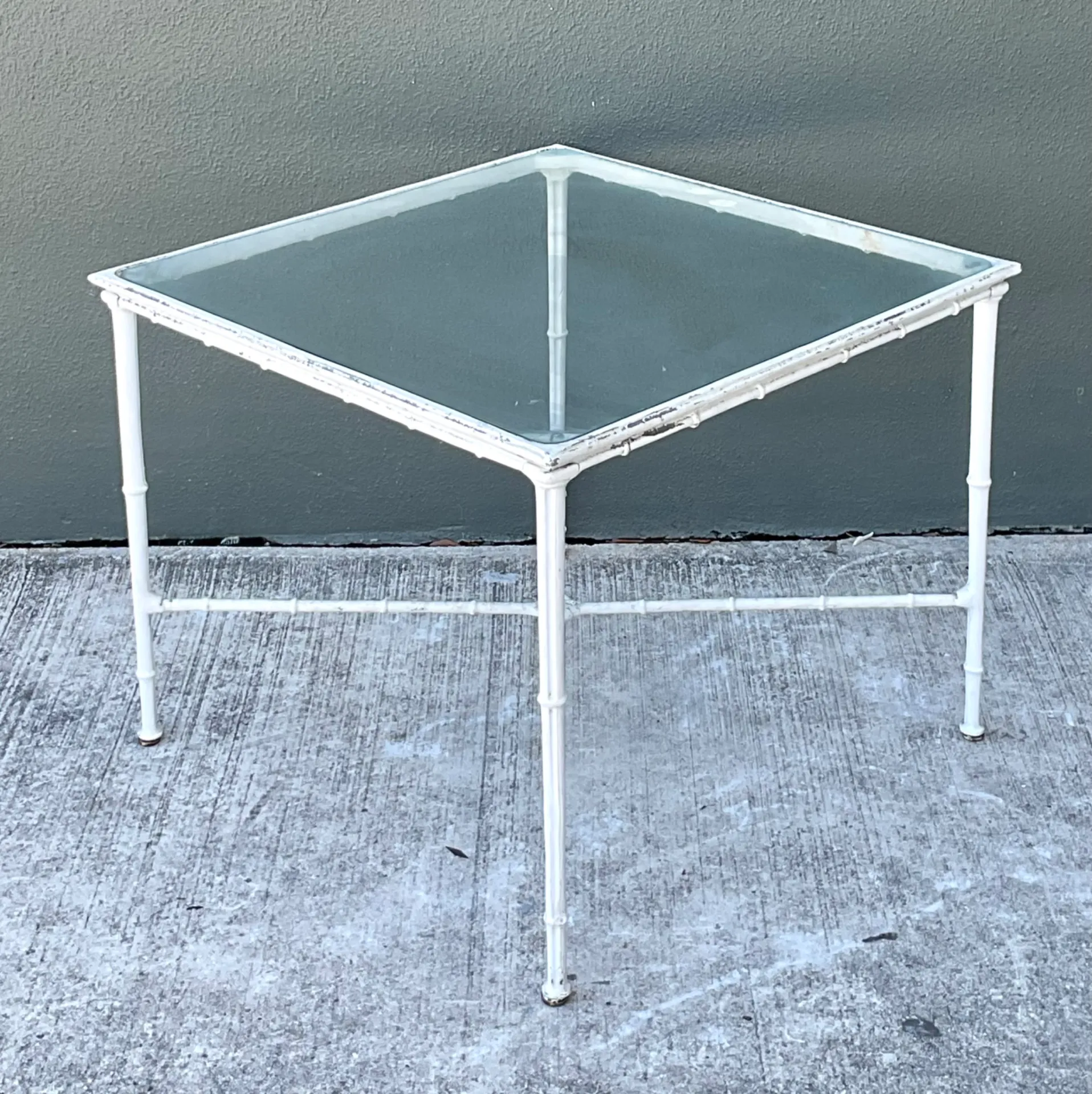 Vintage Brown Jordan “Calcutta”  Metal and Glass Patio Side Table — additional photo 5