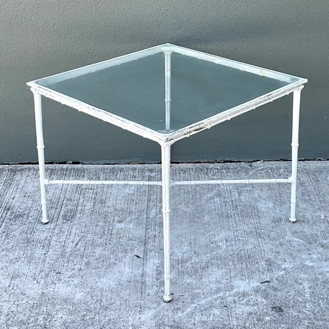Vintage Brown Jordan “Calcutta” Metal and Glass Patio Side Table — additional photo 5