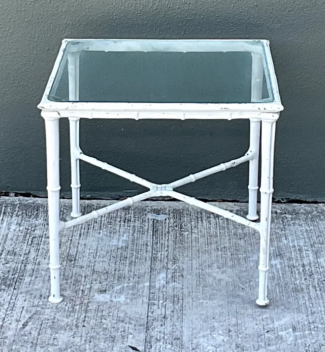 Vintage Brown Jordan “Calcutta” Metal and Glass Side Table — additional photo 3