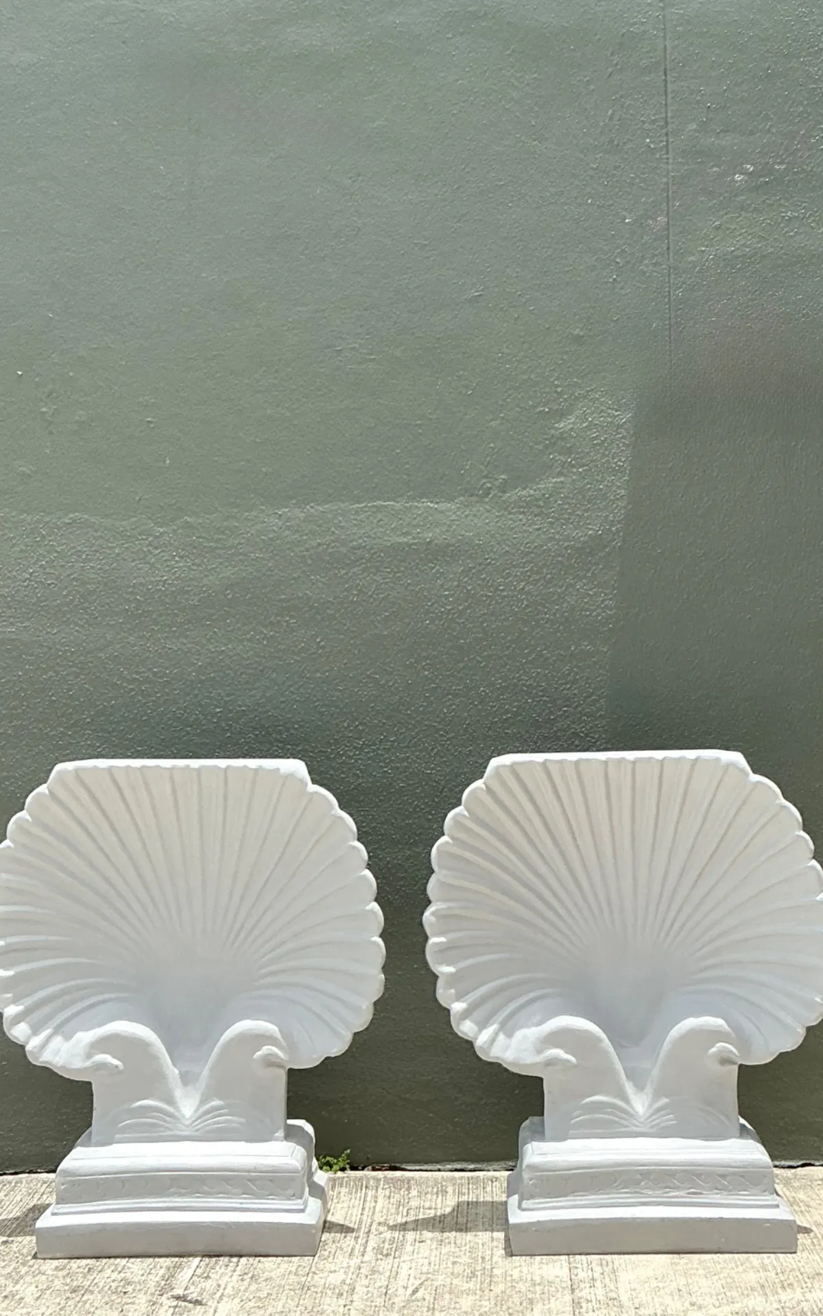Vintage Clam Shell Pedestals - Set Of 2 - Back view